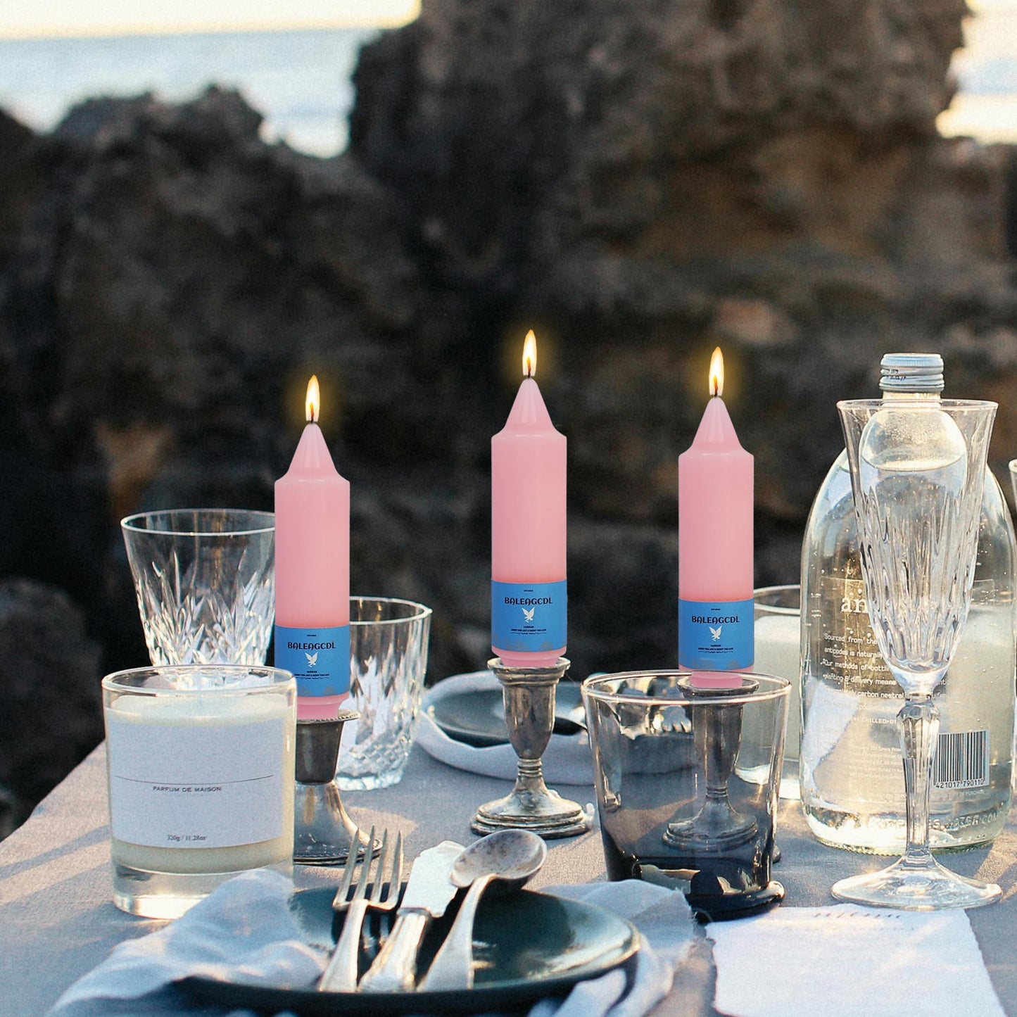 Handmade Unscented Long Lasting Twisted Pink Taper Candles 5 Inch with Smooth Flame Elegant Design and Smokeless Candle Perfect for Home Décor Weddings