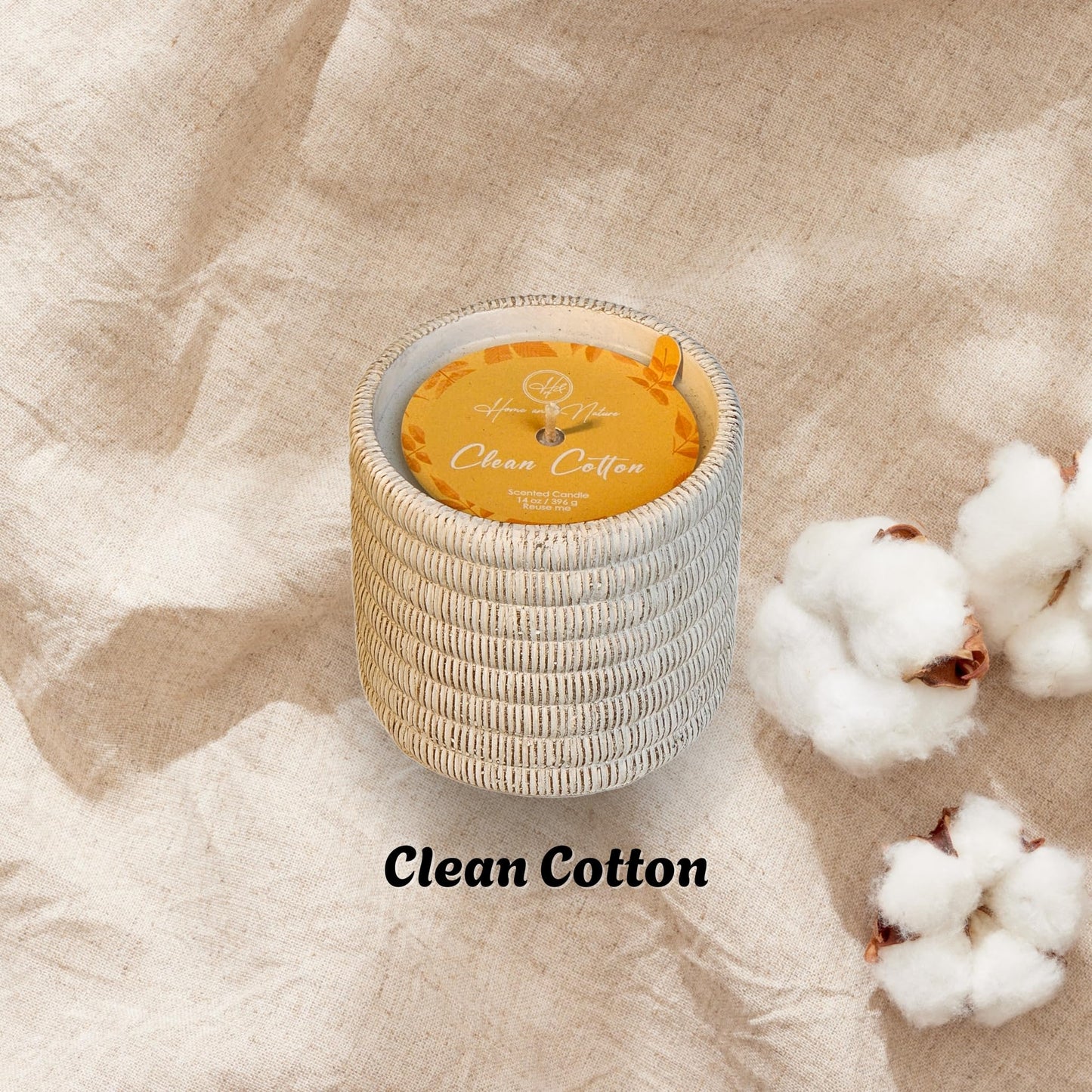 Clean Cotton Scented Candle 14oz – CW Studio Ceramic Jar with Dust Cover, Up to 71 Hour Clean Burn, Smokeless Hand-Poured Wax, Home Decor & Gift Giving