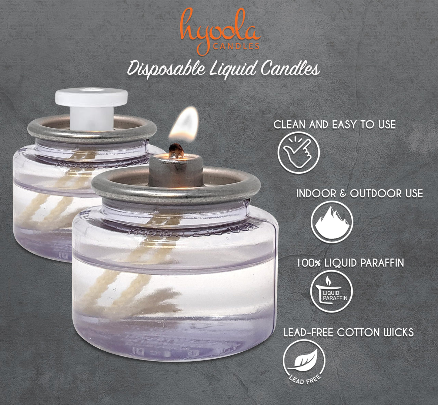 Hyoola Liquid Candles - 8 Hour Disposable Paraffin Tea Lights - 180 Pack for Restaurant Tables and Emergencies