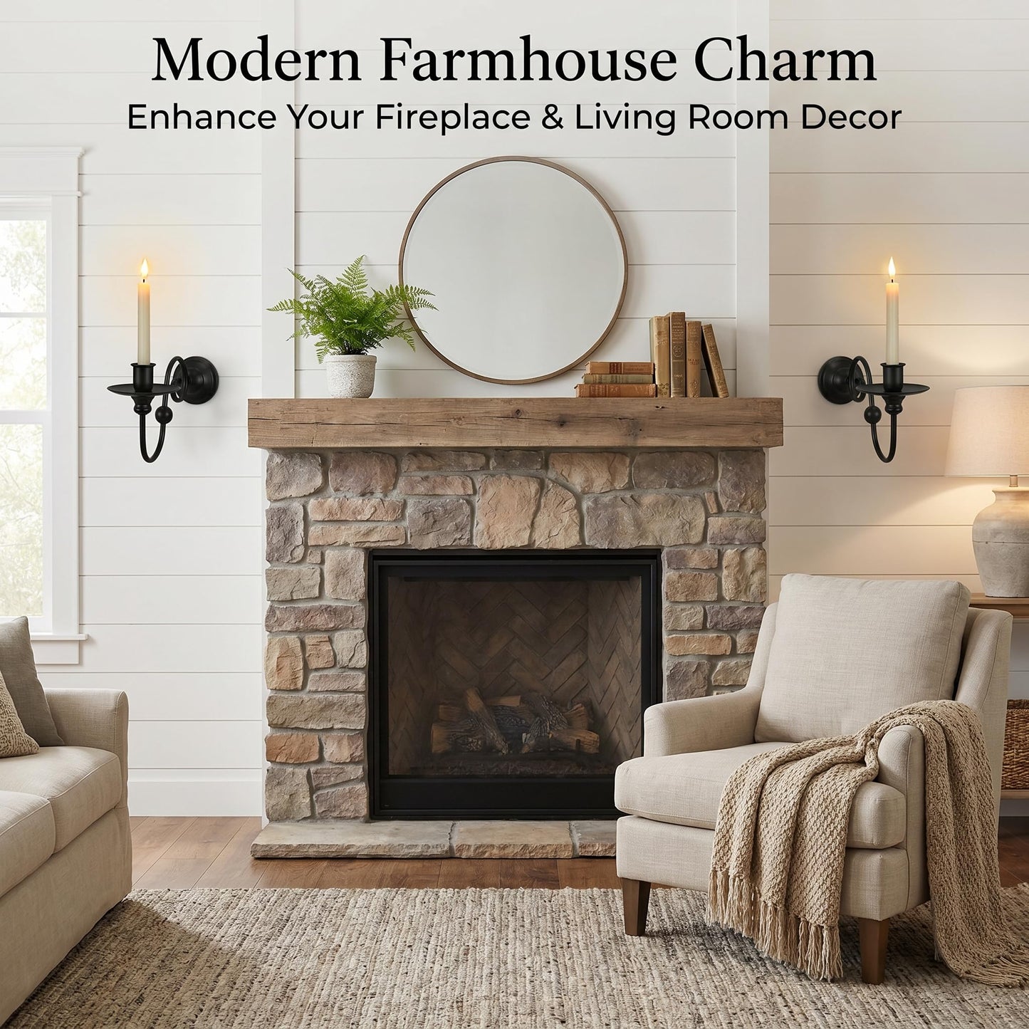 Set of 2 Black Wall Sconces Candle Holder, Modern Farmhouse Metal Wall Decor for Living Room Bathroom Dining Room, Matte Iron Scroll Wall Art Sconce for Pillar or LED Candles (8.6" x 5.9" x 3.5")