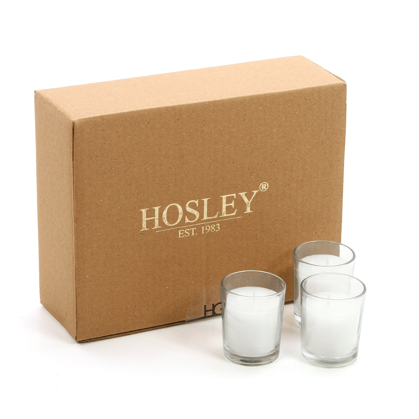 Hosley Set of 24 Unscented Clear Glass Filled Votive Candles. Hand Poured Wax Candle Ideal Gifts for Aromatherapy, Spa, Weddings, Birthdays, Holidays, Party.