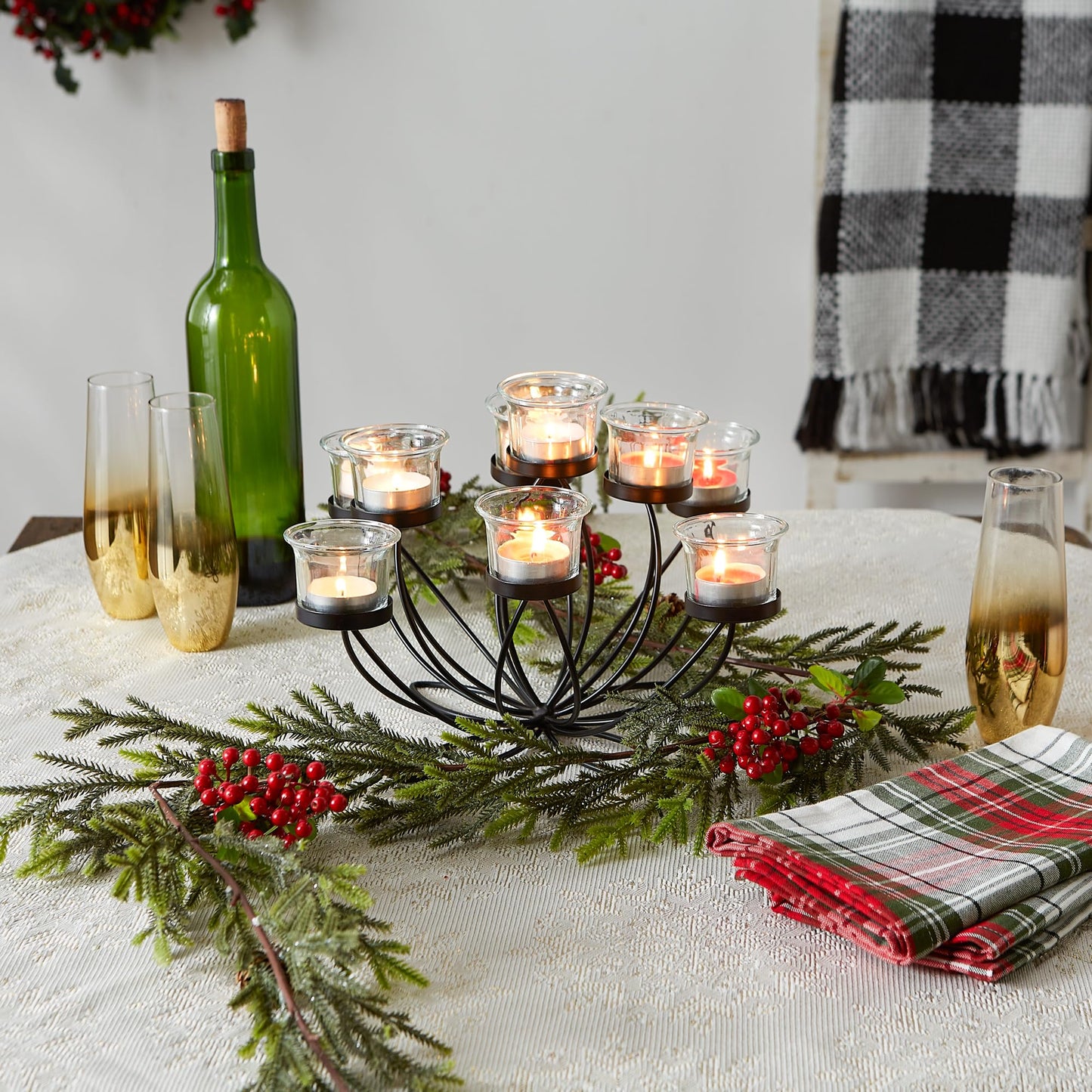 Zingz & Thingz Romantic Collection Candelabra Centerpiece Candle Holder, 10.5x10.25x7, Iron Bloom