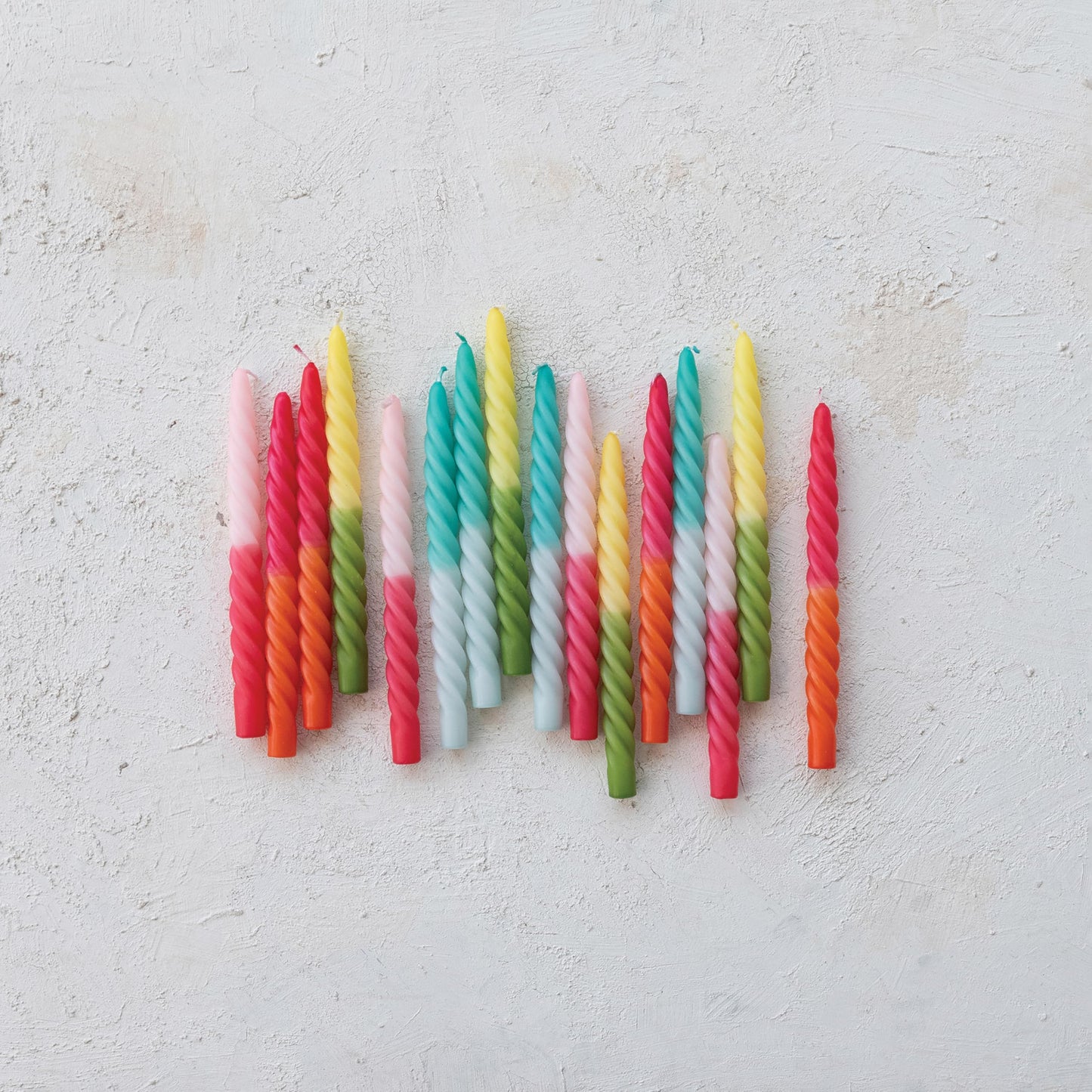 Creative Co-Op Tall Unscented Twisted Taper Candles, Aqua Ombre and Mint Color, Set of 2