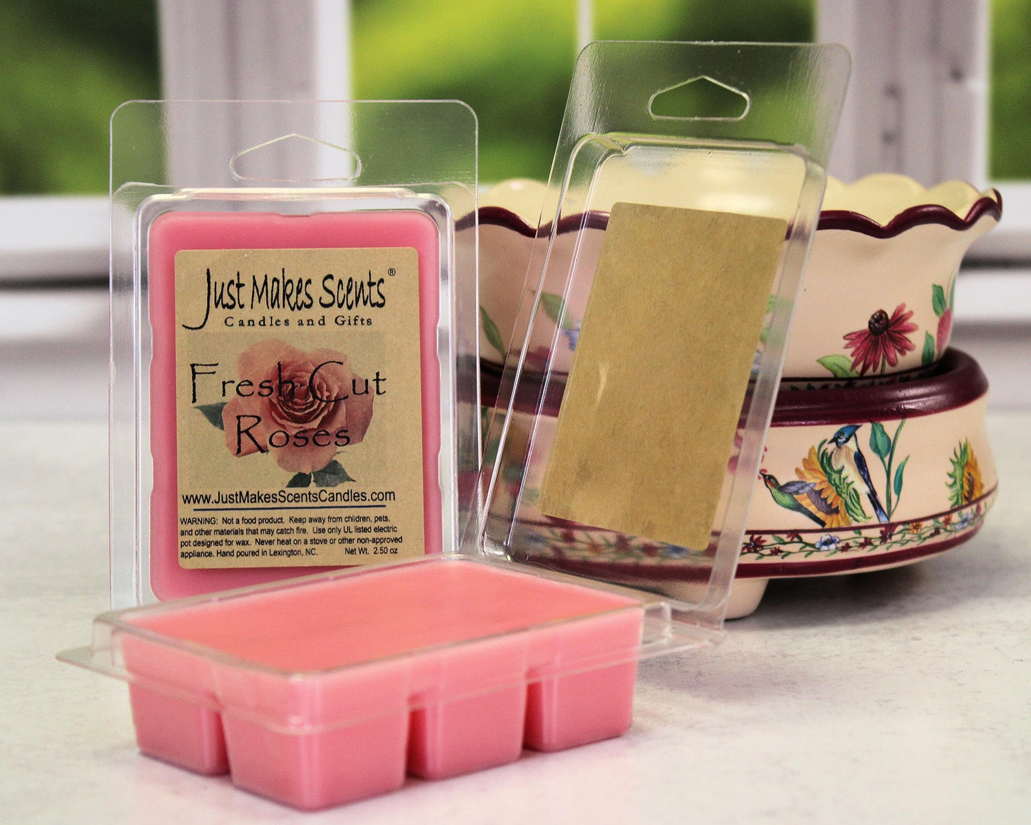 2 Pack - Fresh Cut Roses Scented Soy Wax Melts | Bold Fragrance Wax Cubes | Hand Poured in The USA by Just Makes Scents