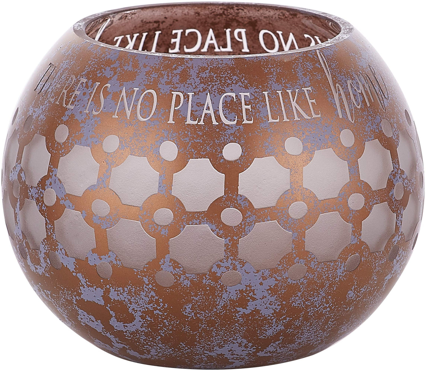 Pavilion - Bronze and Purple Sponge Patterned Frosted Glass 5 Inch Round Tealight Candle Holder - There's No Place Like Home
