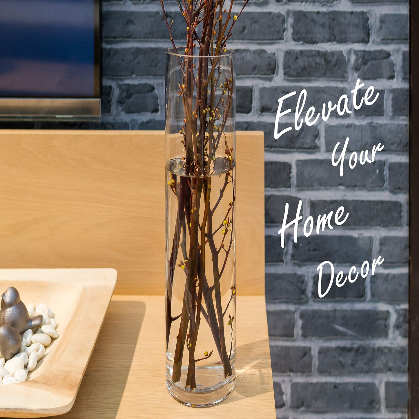 CYS Excel Clear Glass Cylinder Vase (H:28" D:4") | Multiple Size Choices Glass Flower Vase Centerpieces | Hurricane Floating Candle Holder Vase