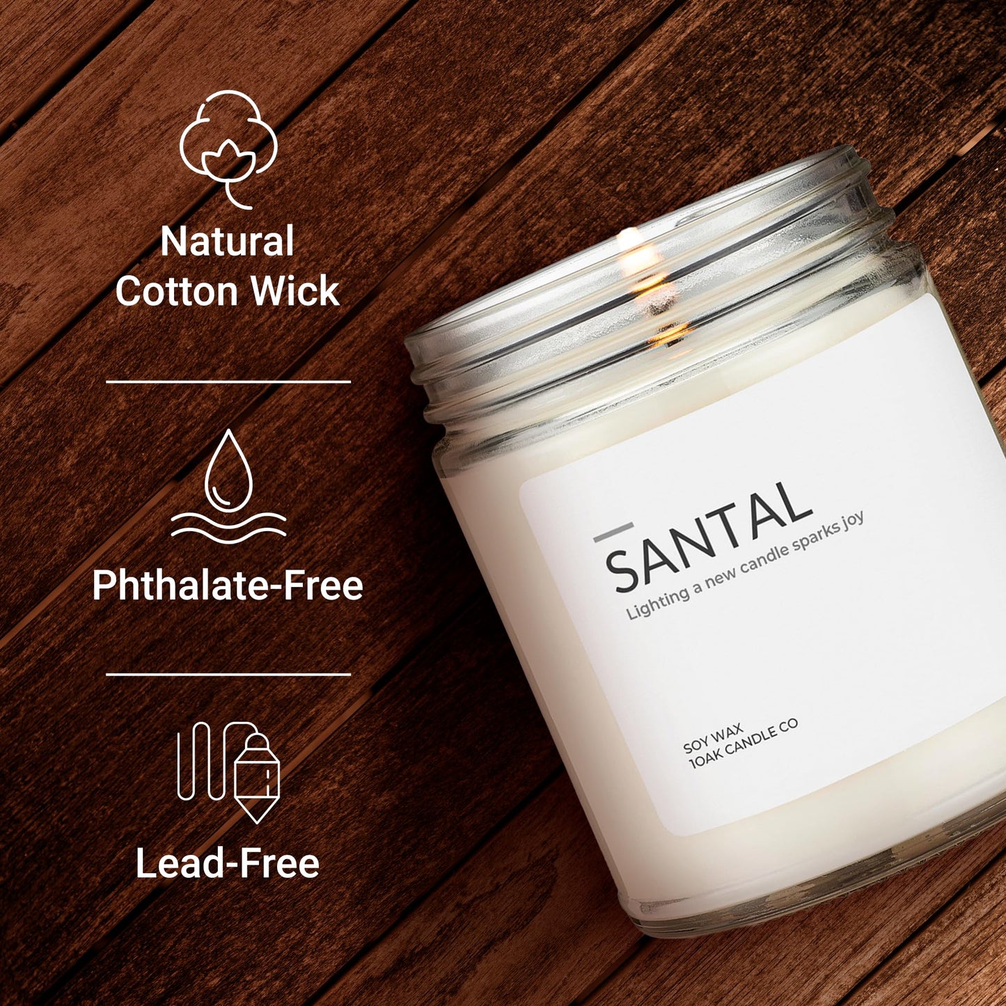 1OAK Santal Candle (Santal) - Soy Wax Scented Candle - Candles for Home Scented - Long Burning Candles Premium - Hand-Poured (7oz.)