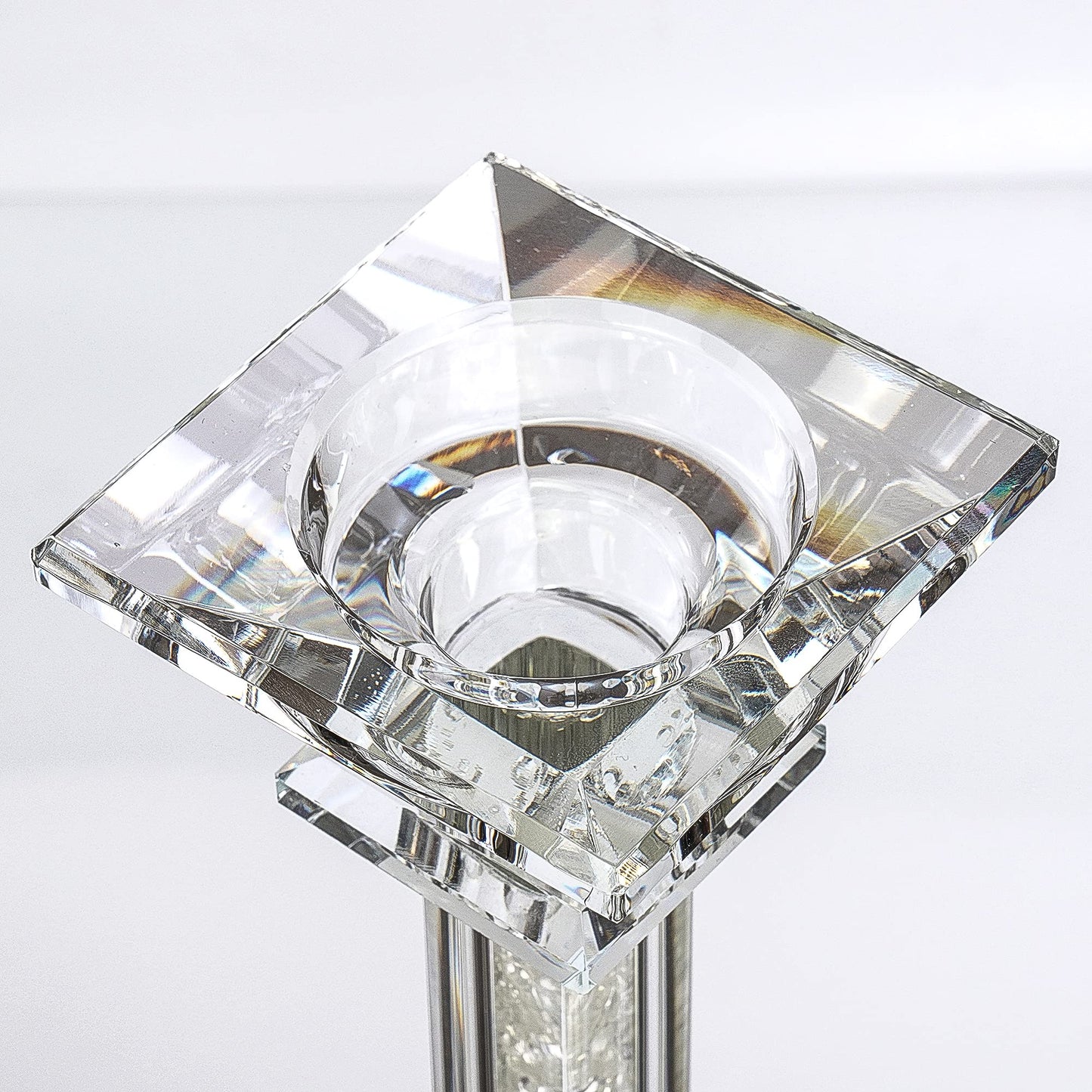 Crystal Candle Holders Set of 2-6.2" Tall Crystal Candlestick Holders - Ultra Elegant and Modern Centerpiece Home Decor