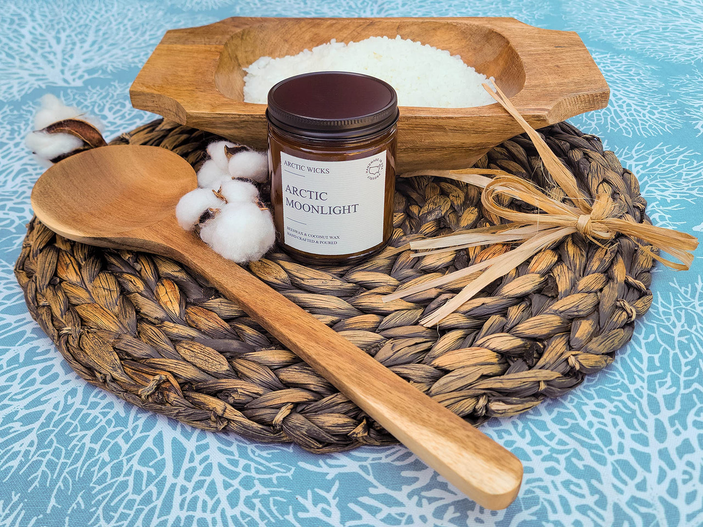 Arctic Wicks Scented Coconut Beeswax Candles | Coconut Beeswax Non Toxic Candle 9oz Amber | Farmhouse Candles Non-Toxic Clean Burn 100% USDA Certified Biobased (Arctic Moonlight)