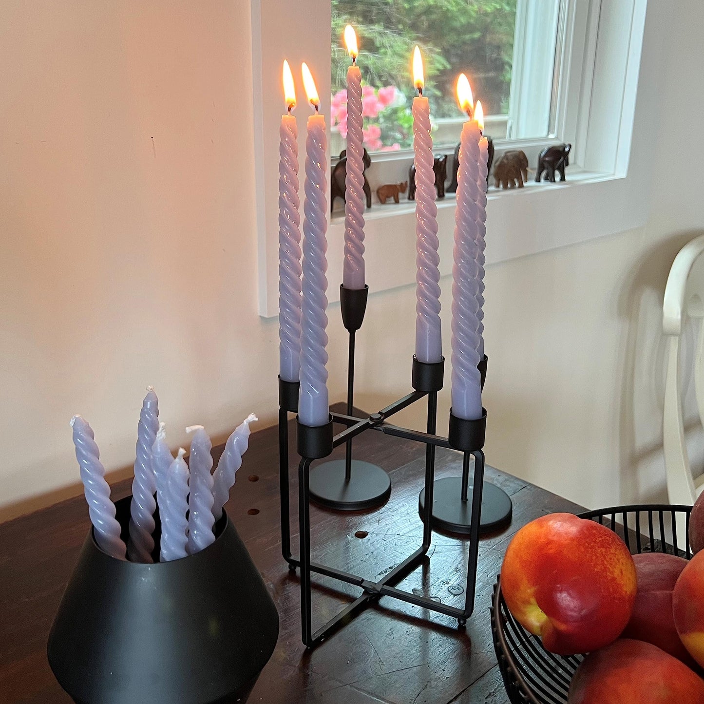 12 Piece Pale Purple Twist Taper Candles, 2 Boxed Sets of 6, 4 Hours Burn Time, Paraffin Wax, 7.75 Inches