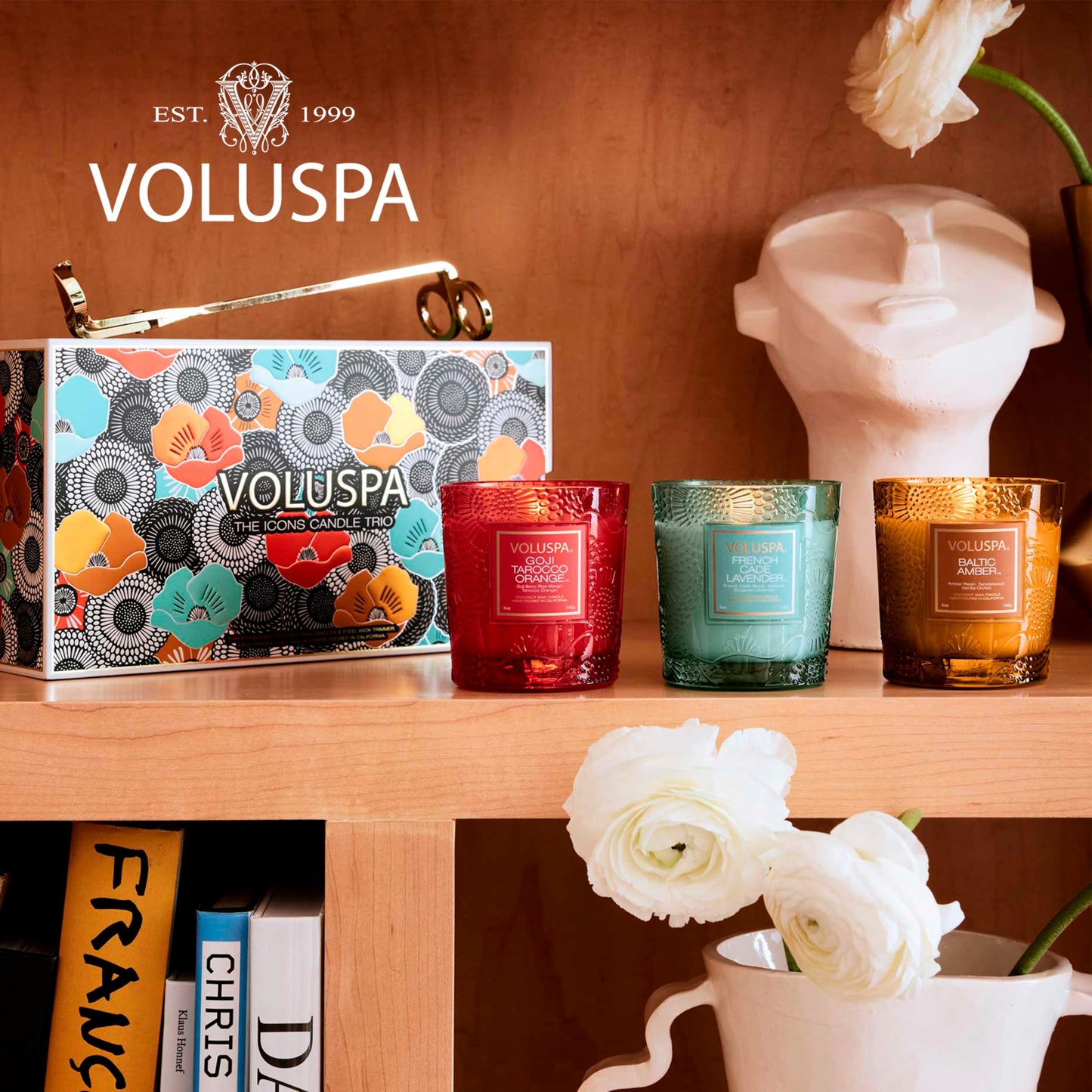 Voluspa Limited Edition Goji Tarocco Orange 3 Wick Tin Candle, 12 oz, 40 Hour Burn Time, Coconut Wax for Clean Burning, Handmade in The USA