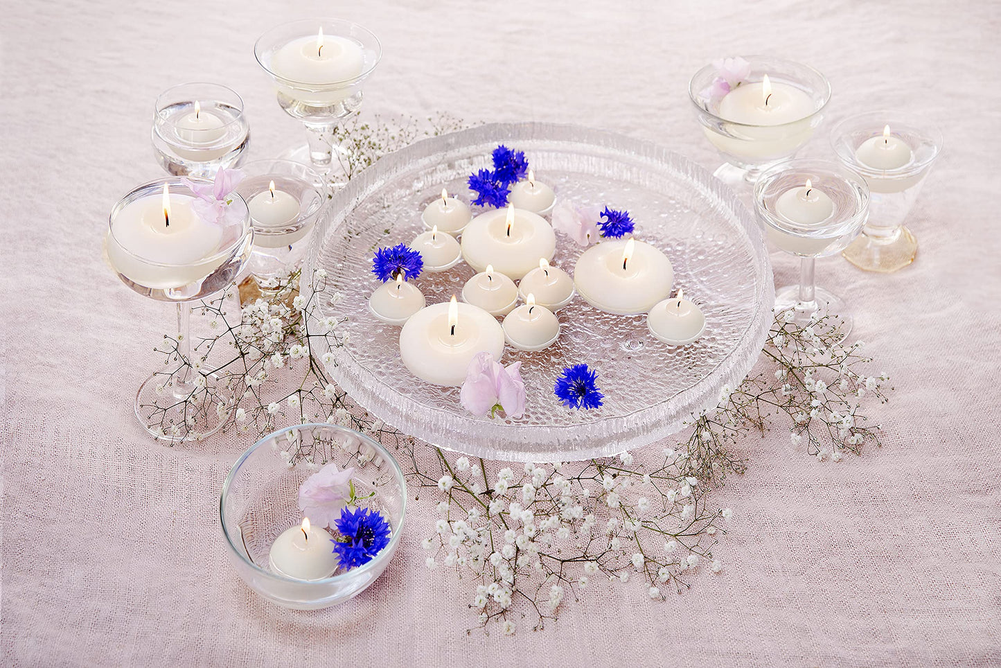 BOLSIUS White Floating Candles 3 Inch - Set Of 12 Maxi Candles - 8 Hour Clean Burning - Palm Oil Free - 0% Animal Fat - Premium European Quality