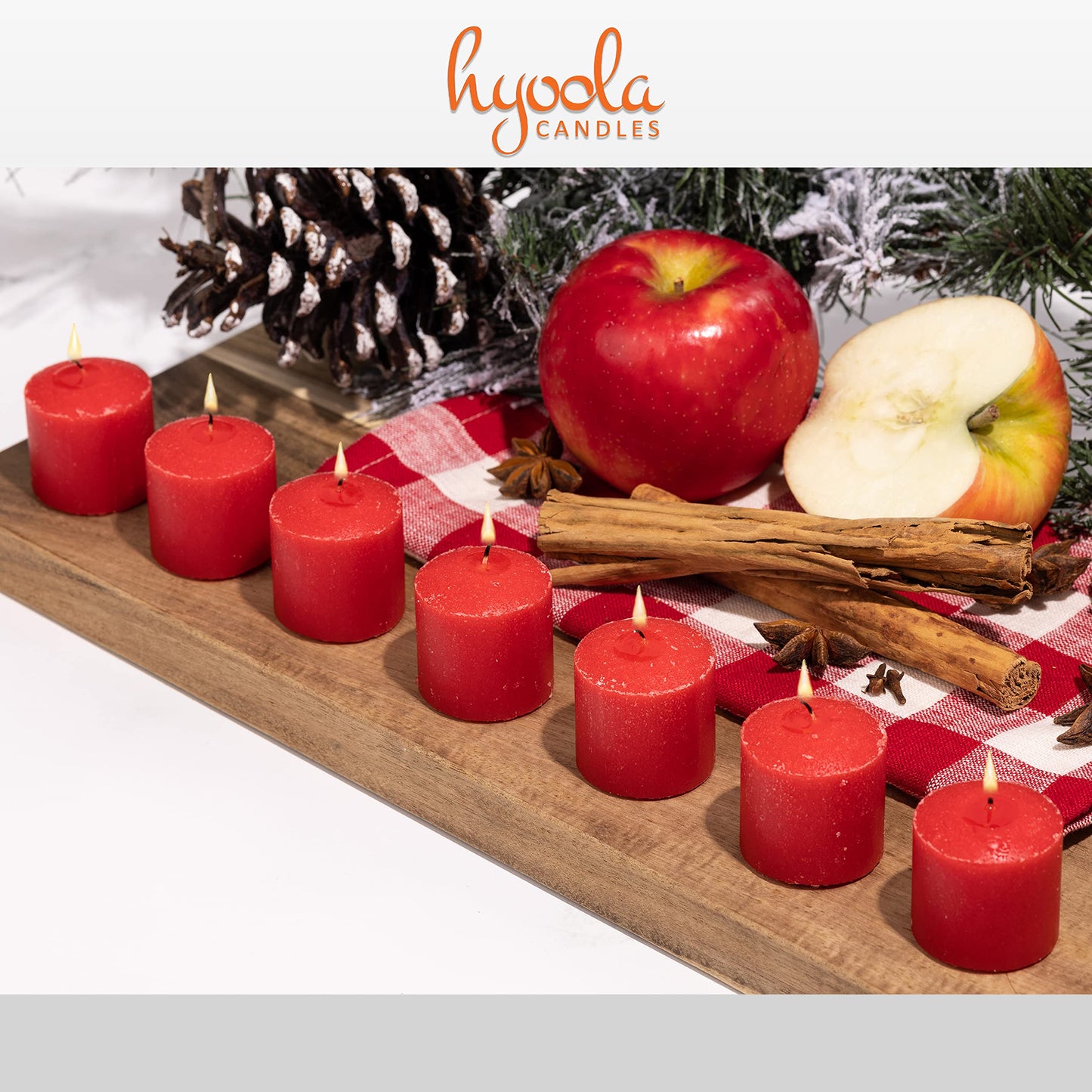 HYOOLA Scented Votive Candles - Apple Cinnamon Votive Candles -12 Hour Burn Time - 9 Pack - European Made