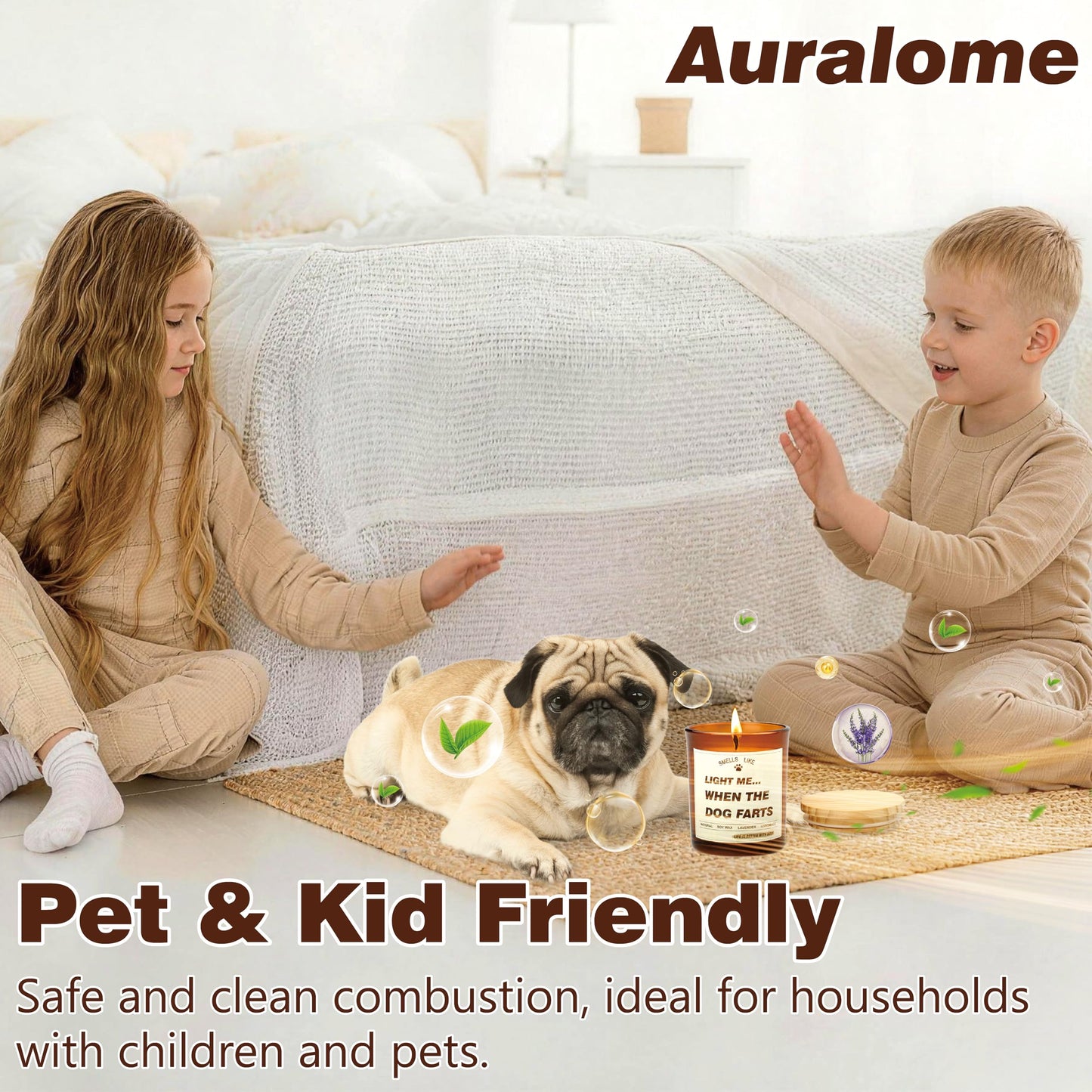 Auralome Candle Gifts for Women - Dog Mom Candles Lavender Light Me When The Dog Farts Pet Friendly Safe Scented Candle Themed Gifts Soy Wax Present Idea Funny for Pet Lovers Home Decor