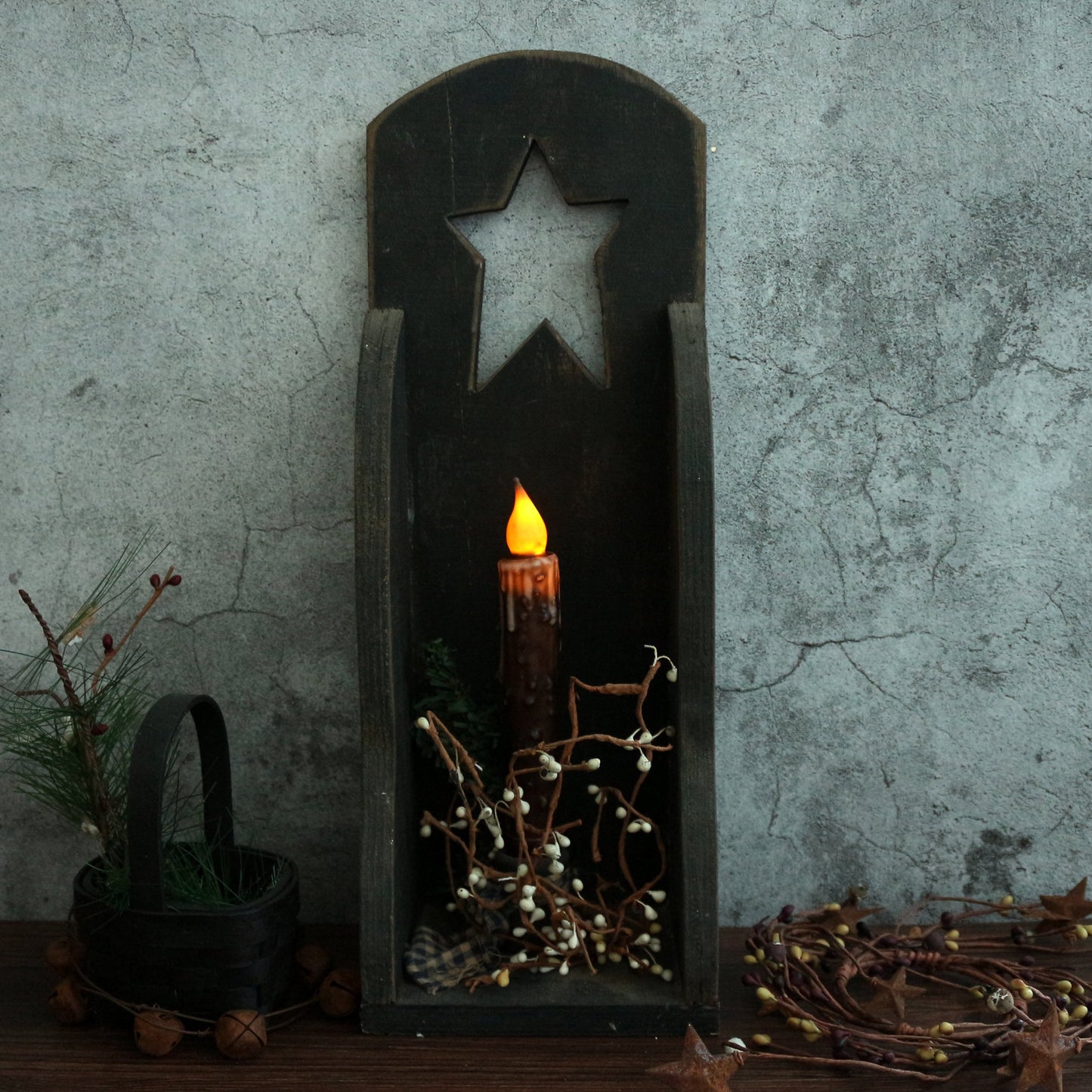 CVHOMEDECO. Real Wax Hand Dipped Battery Operated LED Timer Taper Candles Country Primitive Flameless Lights Décor, 6-3/4 Inch, Brown, 2 PCS in a Package