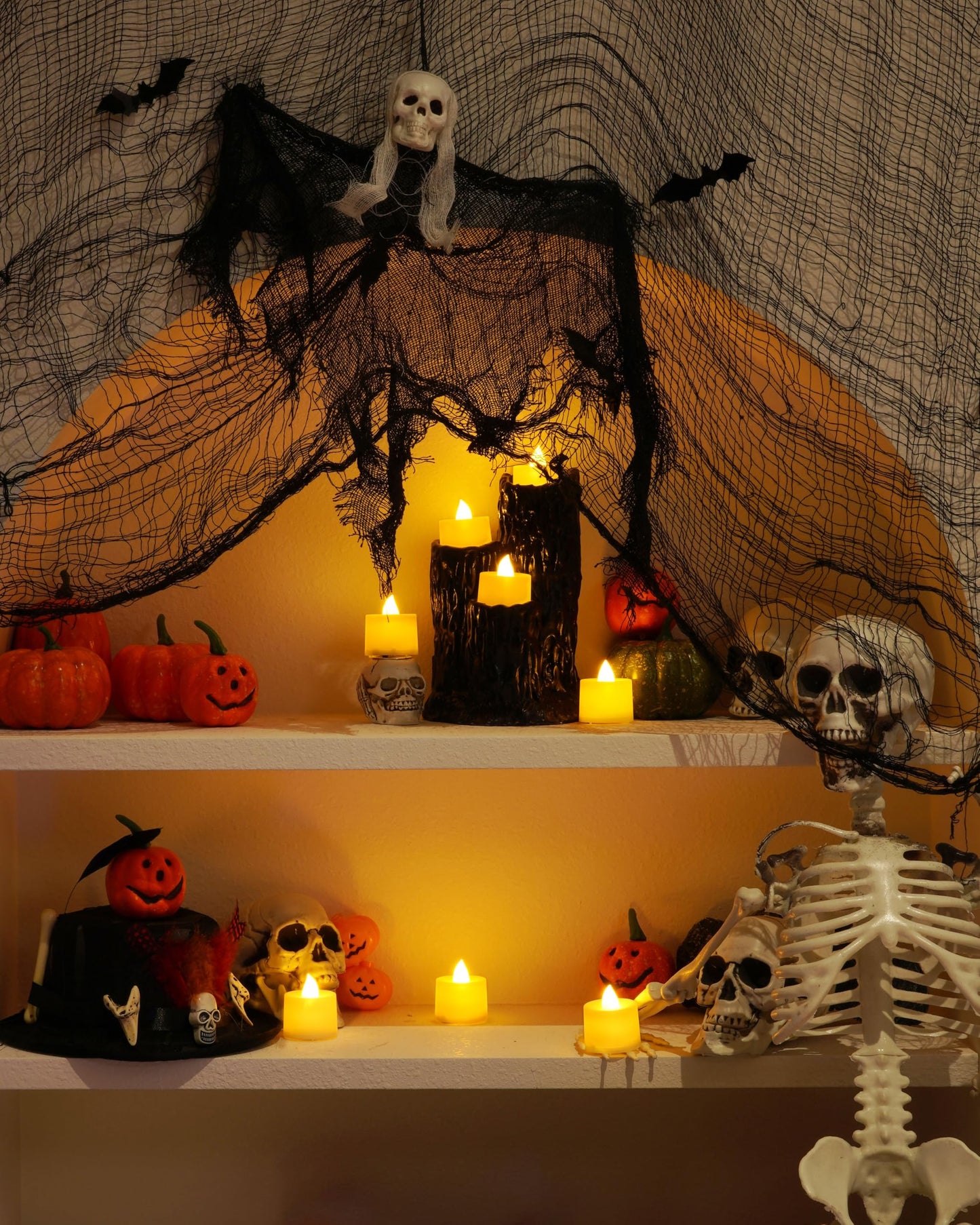 Amagic 100 Pack LED Tea lights, Flameless Votive Candles, Lasting Electric Fake Small Candles, Battery Operated Tealights Candles for Halloween, Christmas, Home Decor, Wedding, Party, Festival (Ivory)