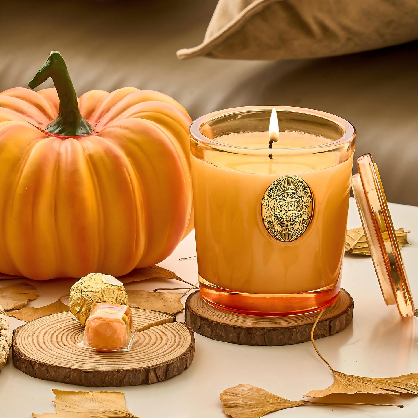 M&SENSE Natural Soy Candle | Pumpkin Apple Pie & Orange | 9.2 oz, 50H Burn Time | Luxury Scented Candle for Relaxation, Gifting, Home Décor | Ideal for Bedroom, Office, Party Ambiance