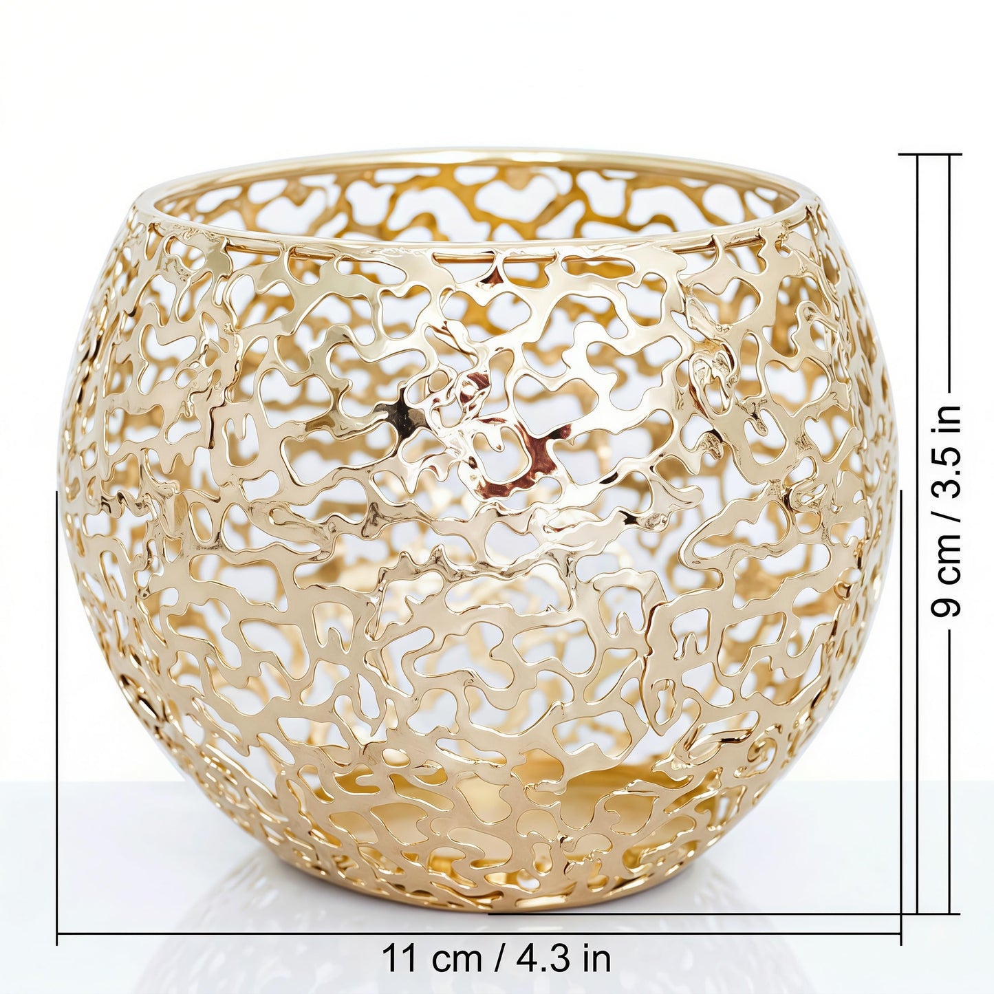 Metal Cut-Out Tealight Candle Holders Set of 2 – Geometric Lanterns for Table Centerpiece & Bathroom Spa – Shatterproof Holiday Decor, Winter Wedding (Gold*2)