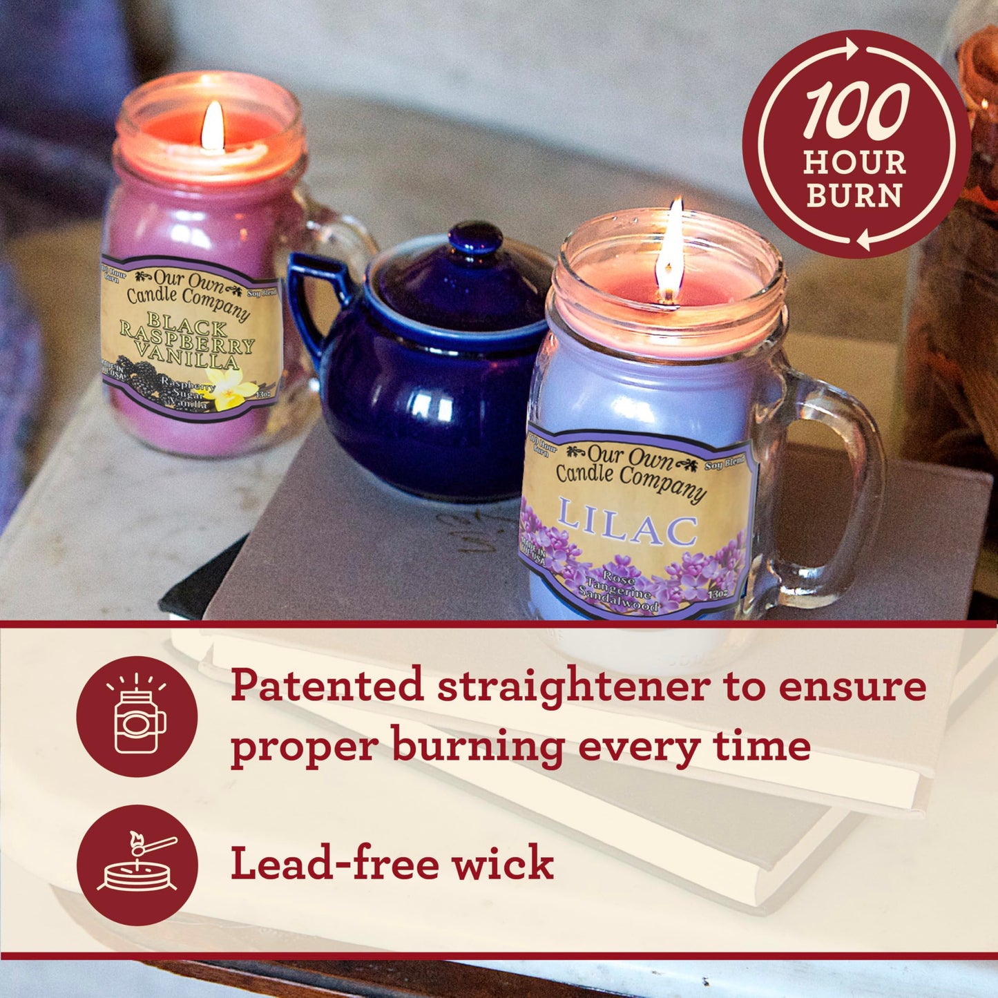 Our Own Candle Company, French Vanilla Scented Mason Jar Candle, 100 Hour Burn Time, 13 Ounces