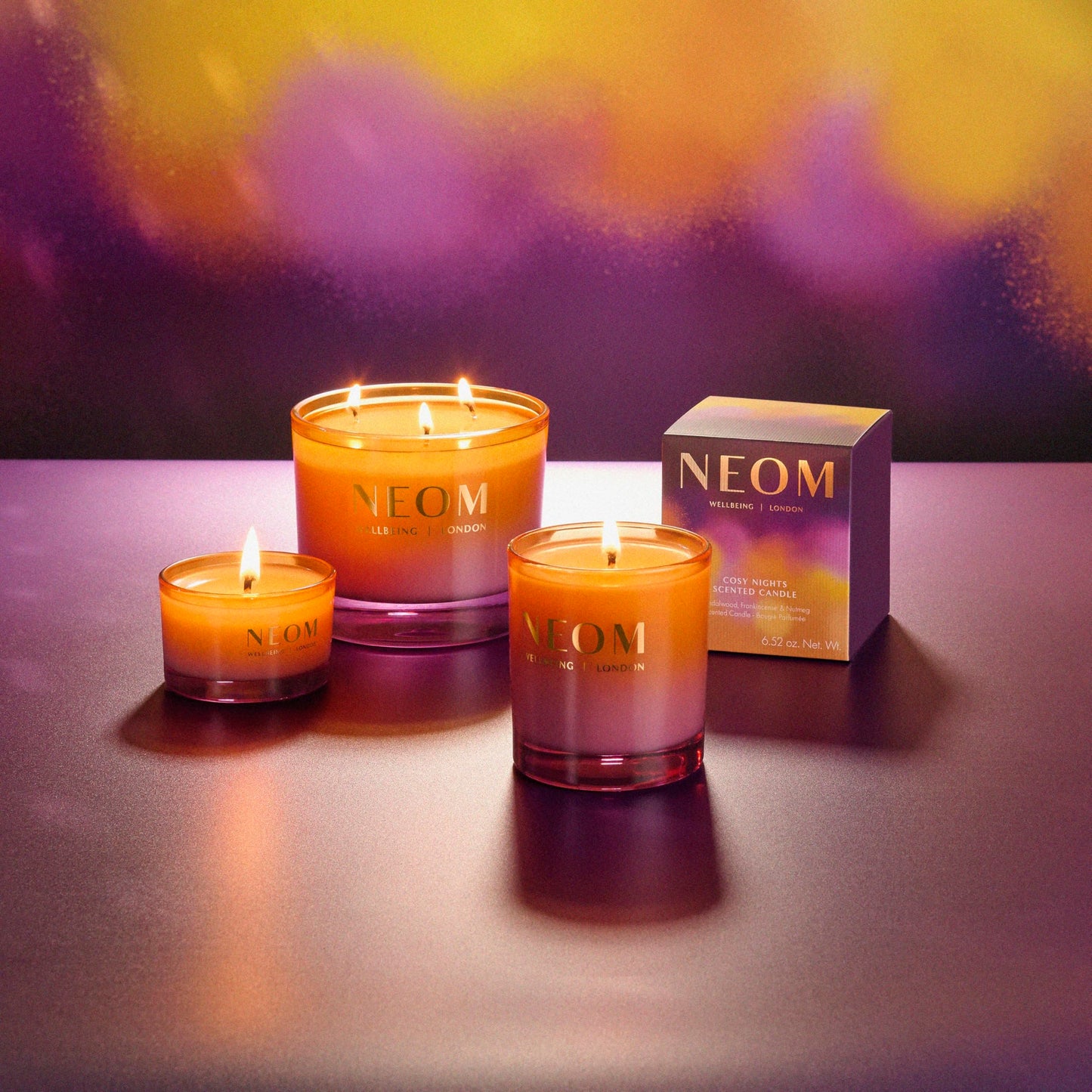 NEOM Cosy Nights Candle, 3 Wick | Sandalwood, Frankincense & Nutmeg I 100% Naturally derived Wax I 100% Natural fragrances I Relaxing
