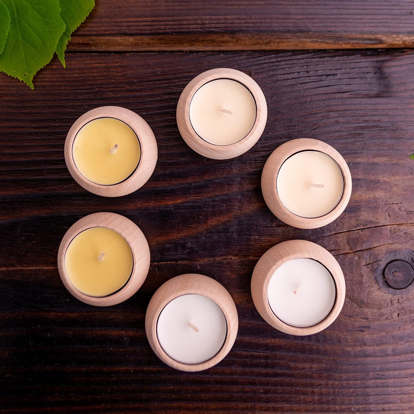 Woodvio - Handmade Wooden Candle Holders for votives and Tea Lights Candles, Set of 6