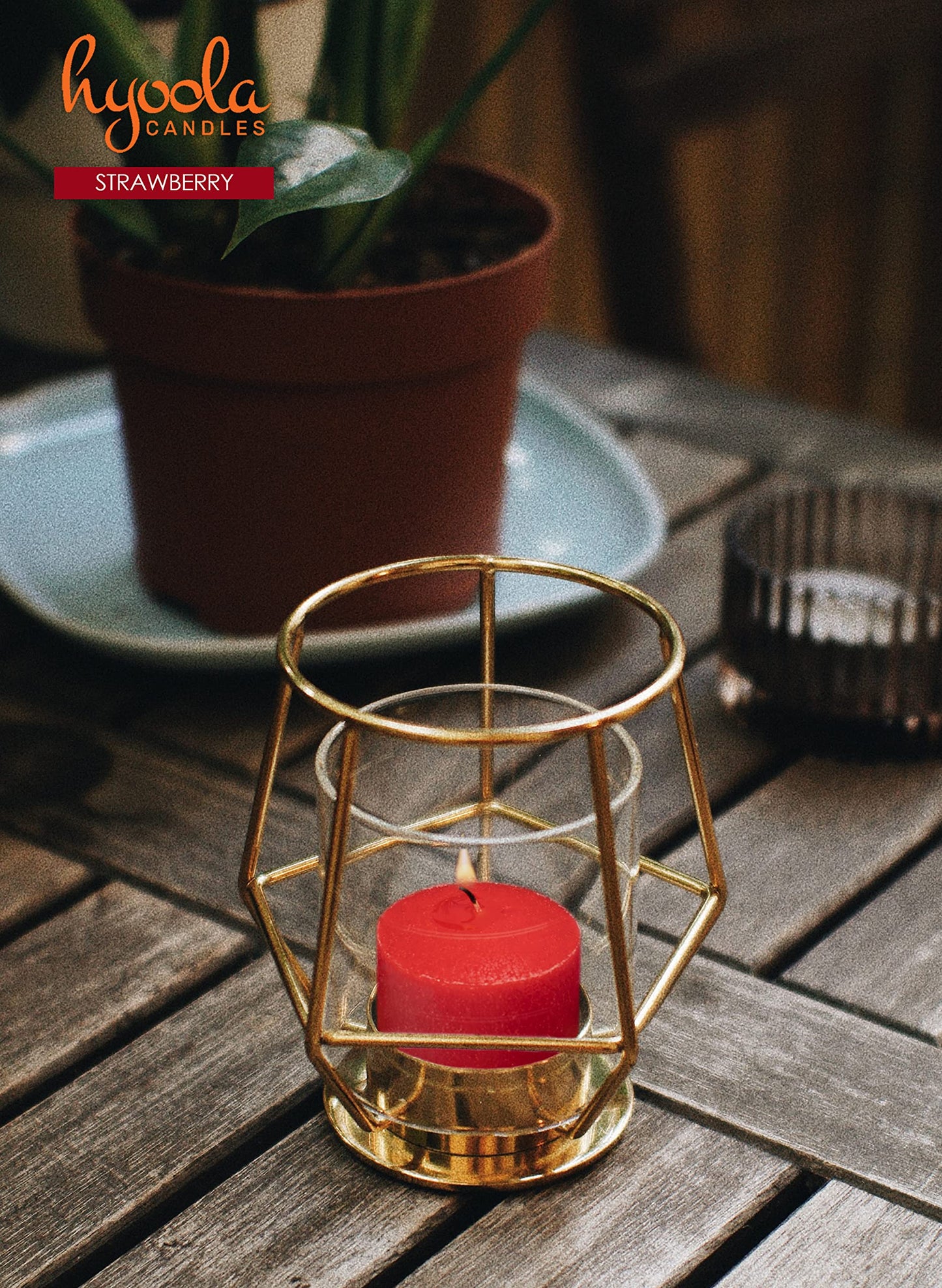 HYOOLA Scented Votive Candles - Strawberry Votive Candles -12 Hour Burn Time - 9 Pack - European Made