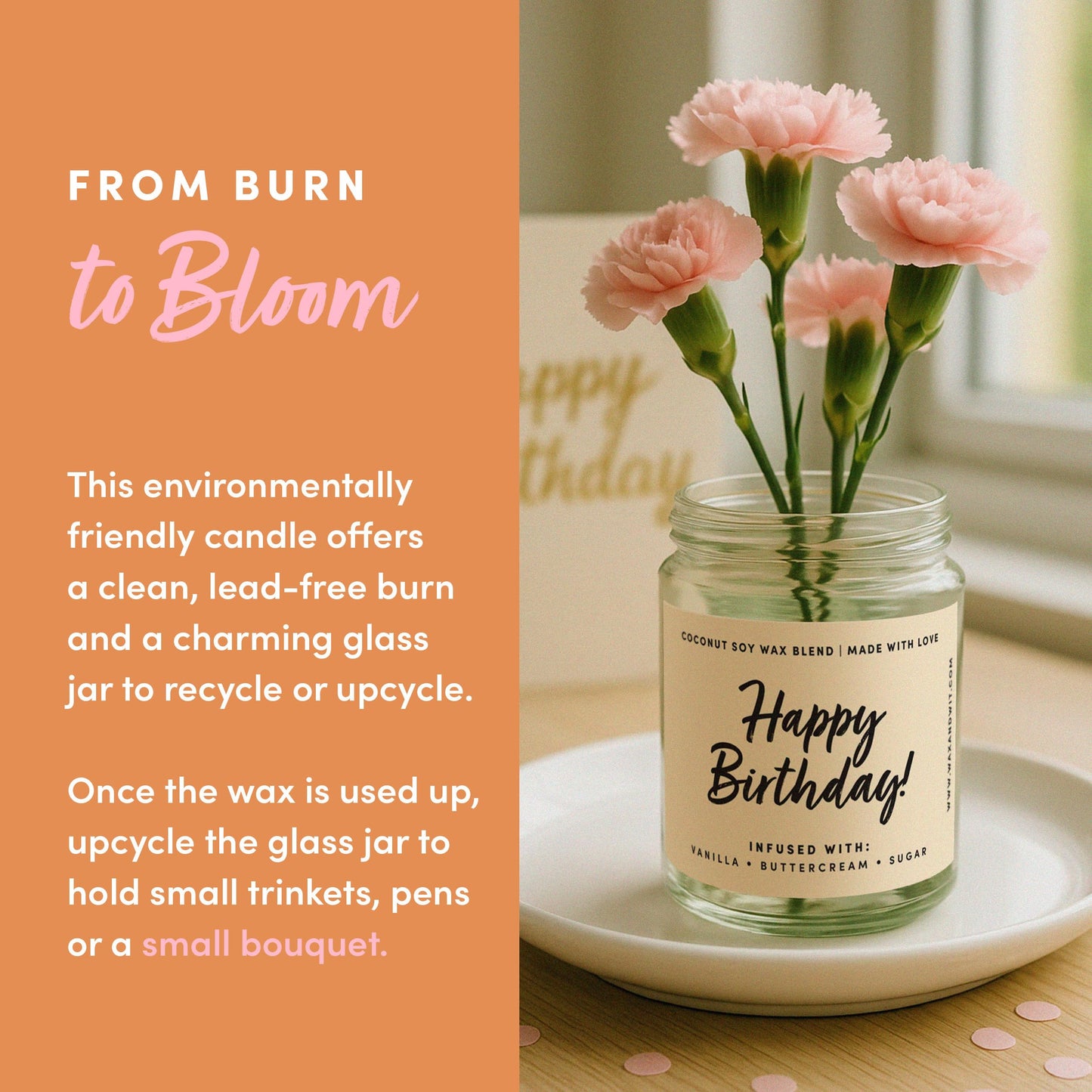WAX & WIT Birthday Gifts for Women, Happy Birthday Candle – Scented with Vanilla, Buttercream and Sugar - 9oz, Soy Wax, 50 Hour Burn, Premium Candle Gift for Her, Friend, Daughter, Sister, Wife