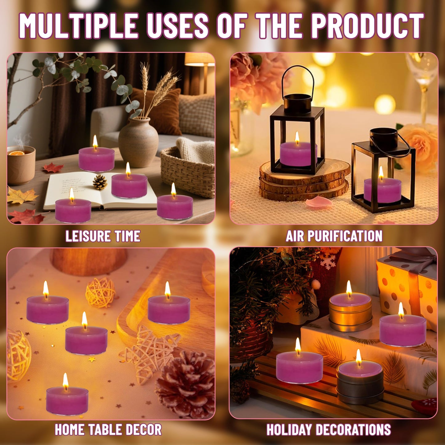 Lavender Scented Tealight Candles - Natural Soy Wax Candles with Essential Oils, Home Decor and Aromatherapy, Perfect for Home Use and Gifting