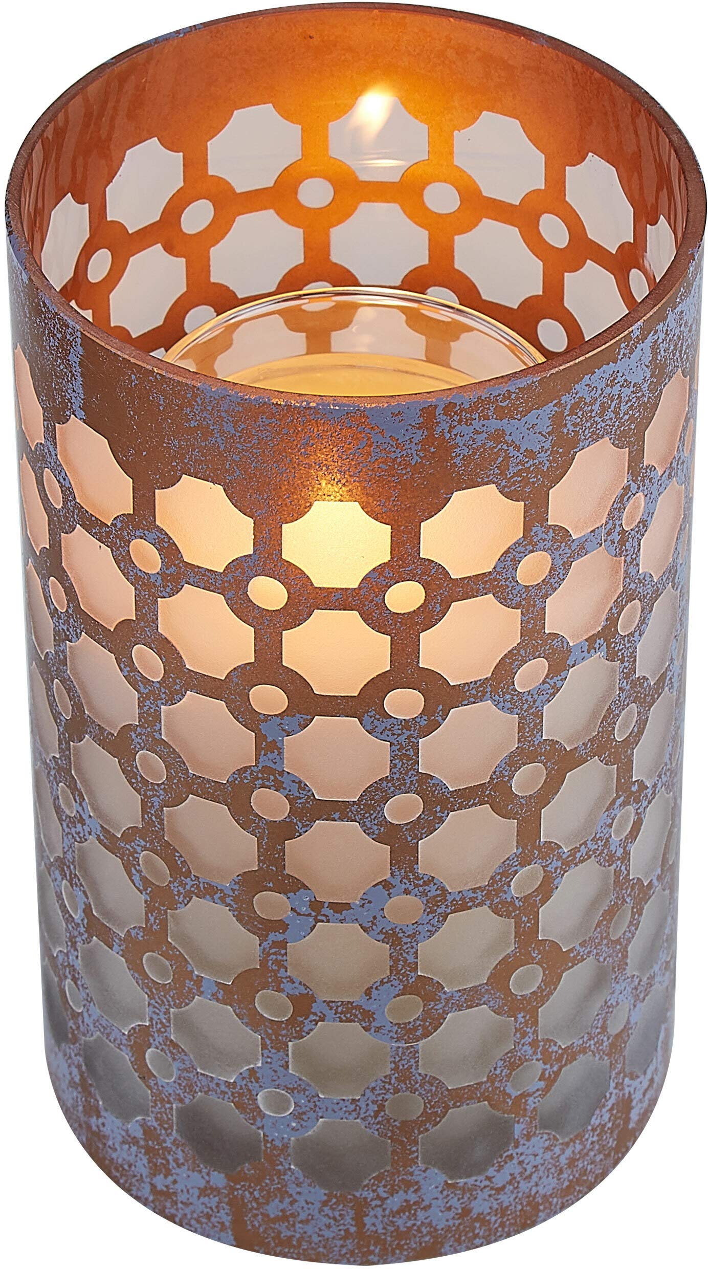 Pavilion Gift Company - Bronze and Purple Sponge Patterned Frosted Glass Candle Accessories Rounded Jar Candle Tray (Jar Holder)