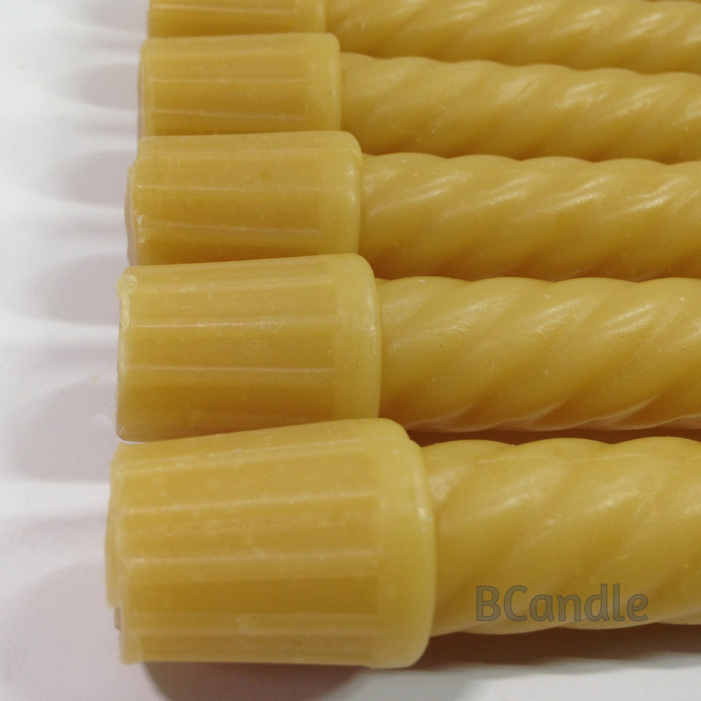 100% Beeswax Spiral Twist Taper Candles (Set of 4) Organic 8" H, 3/4" d