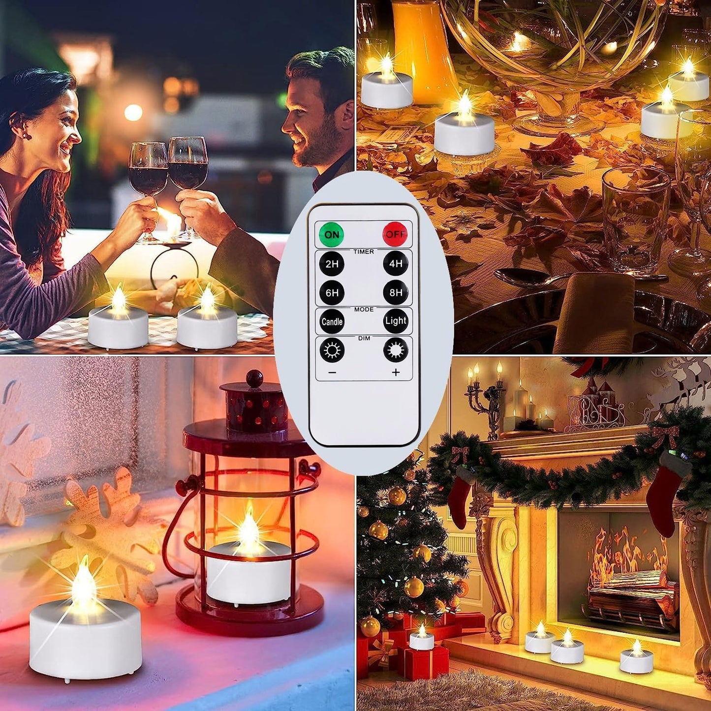Hanzim Tea Light Candles with Remote Control,Flickering Flameless LED Candle,Long Lasting 400+Hours,Battery Operated,with Timer for Home Decoration Seasonal &Festival Celebration WarmWhite (50pcs)