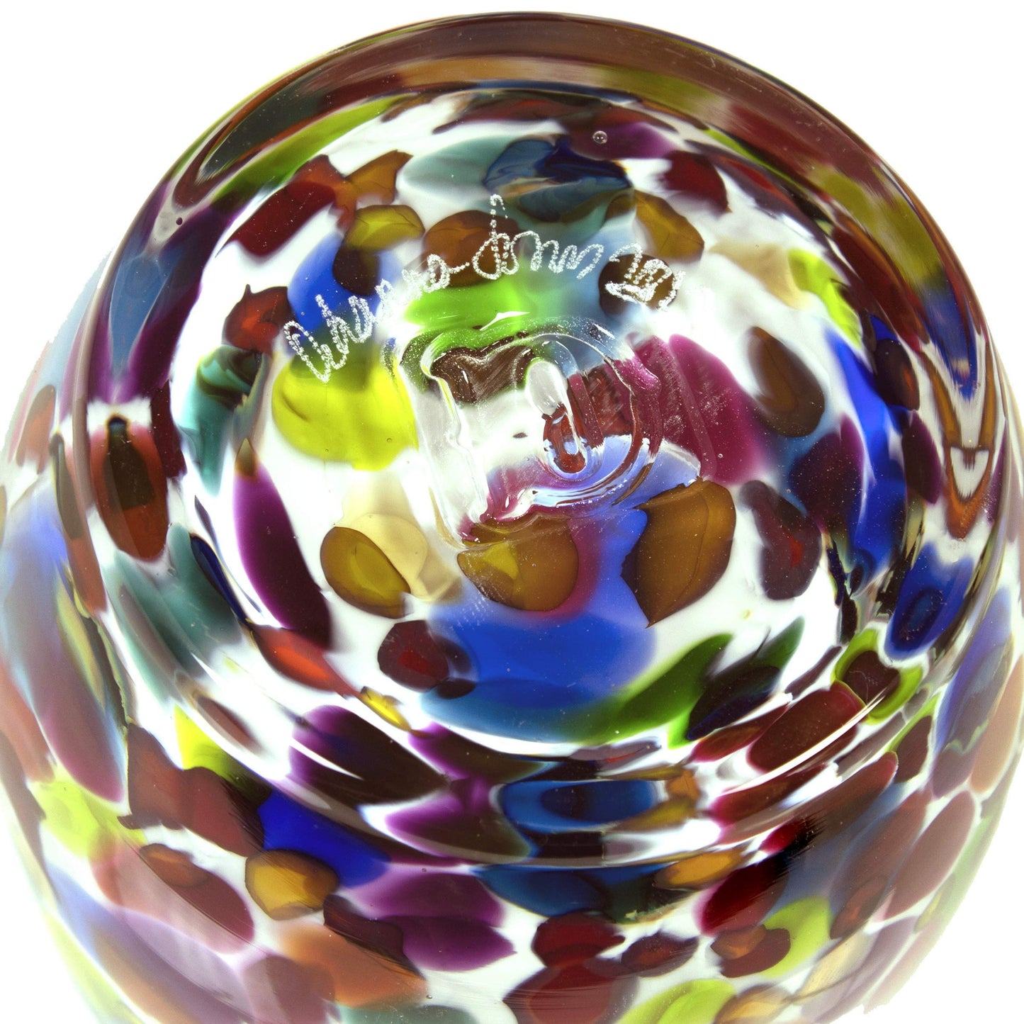 Totally Blown Glassworks Votive Candle Holder, Tea-Light, Handmade Blown Glass, Accent Vase, Centerpiece, Home Decor, Artist Dehanna Jones, Seattle, WA. (White Over the Rainbow)