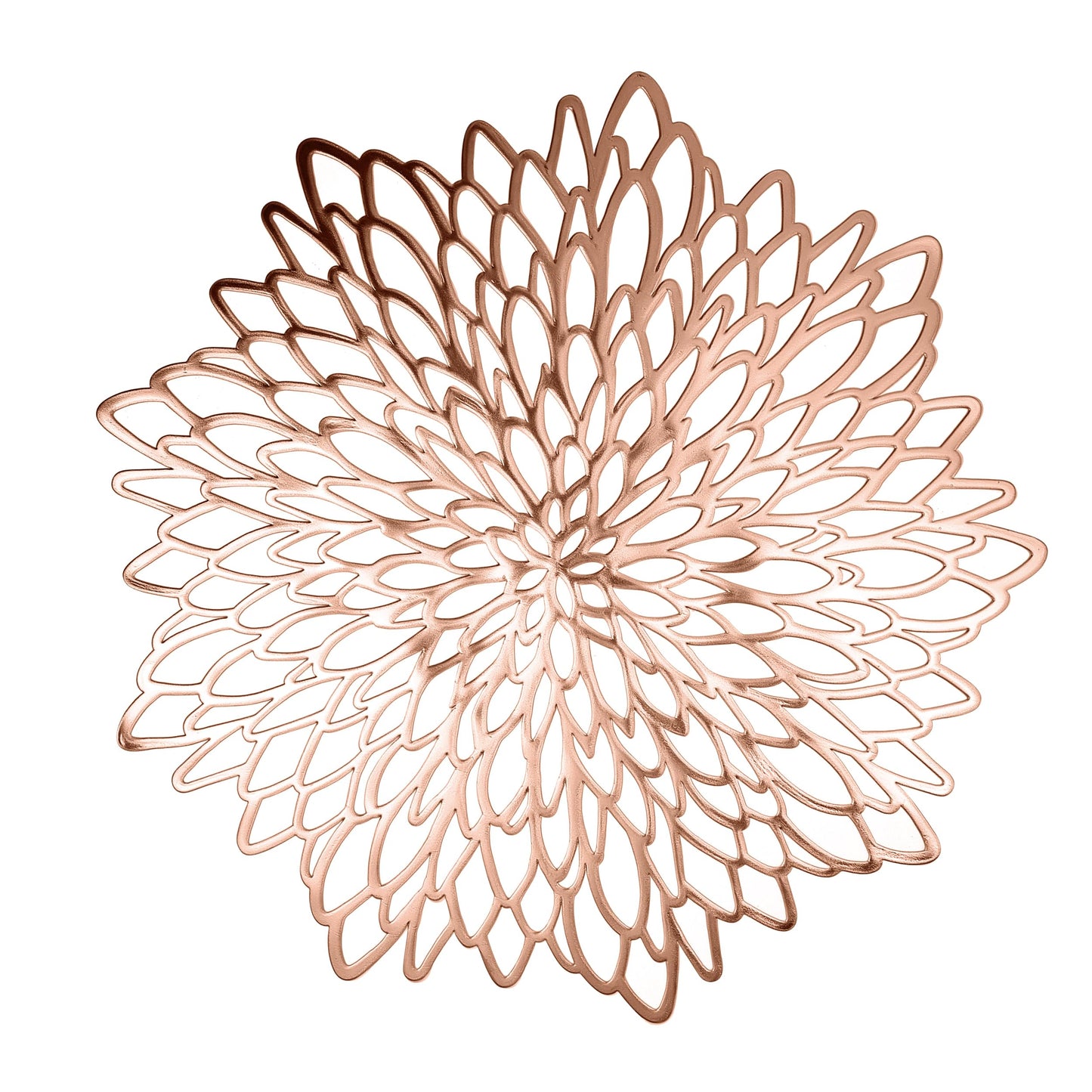 Set of 12 Round Placemats Rose Gold, Heat-Resistant PVC Table Mats with Luxury Metallic Glossy Finish for Thanksgiving Christmas Wedding Party Decor, Easy to Clean