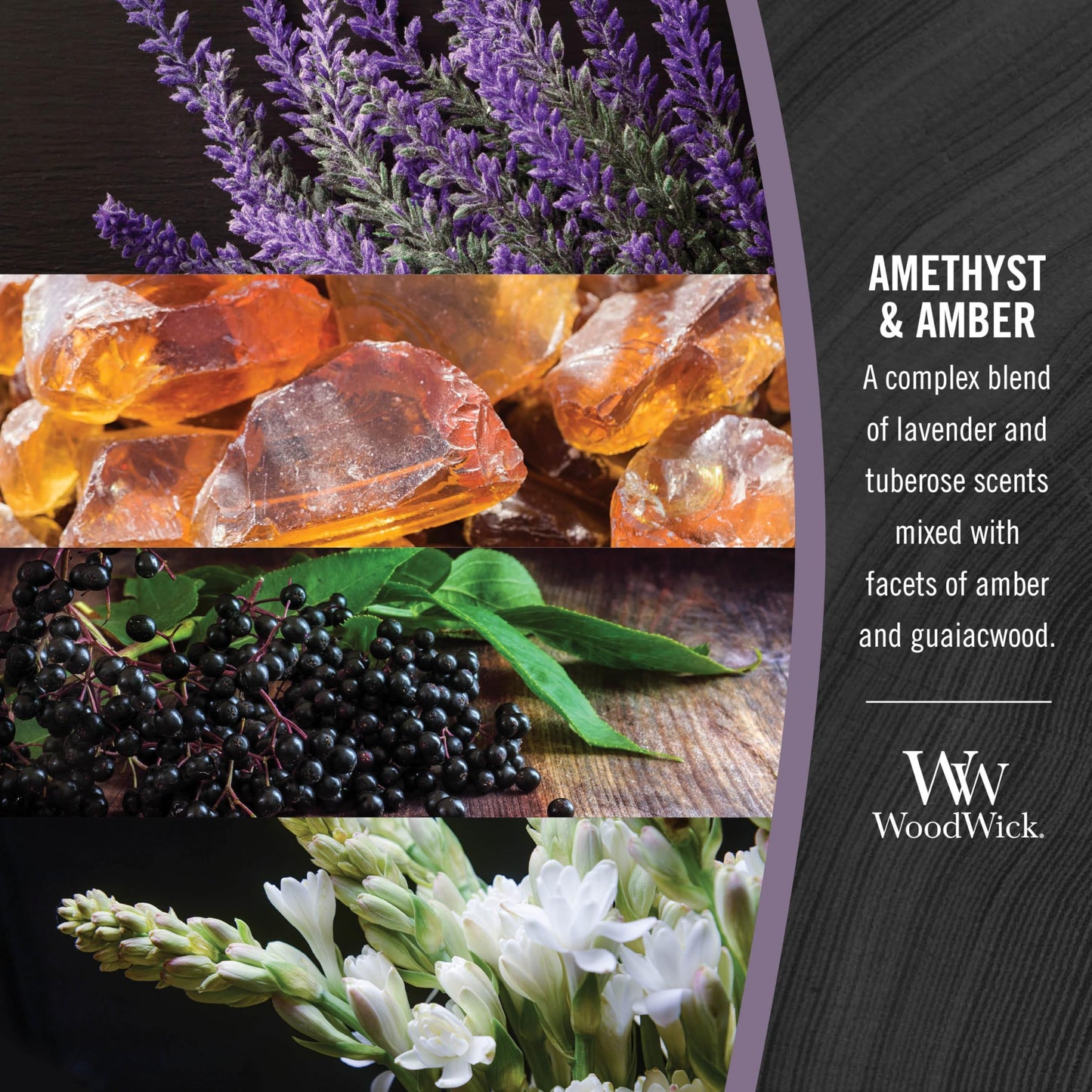 WoodWick Amethyst & Amber Gifts for Women and Men, 21.5 oz Large Hourglass Candle with Crackling Wick