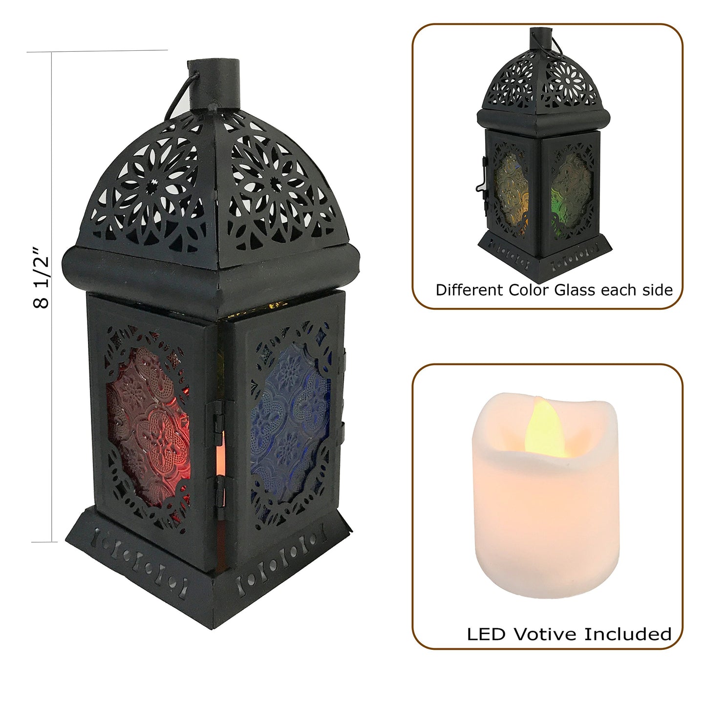 allgala Glass Moroccan Candle Lantern