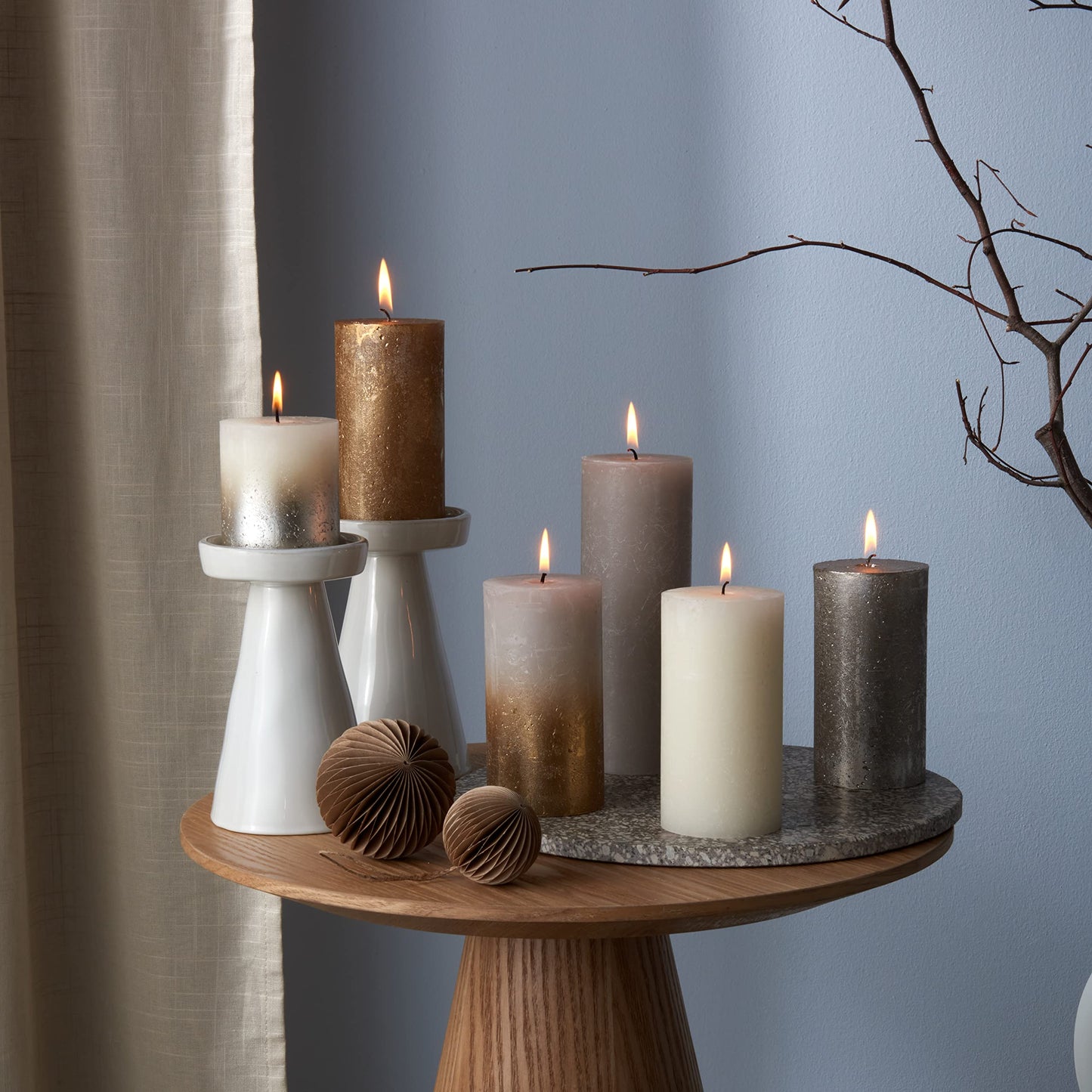 Bolsius Rustic Candle Gift Set - New Sparkle - Box of 6 Candles - Long Burning Time - Household Candle - Interior Decoration - Unscented - Smokeless - Includes Natural Vegan Wax - No Palm Oil