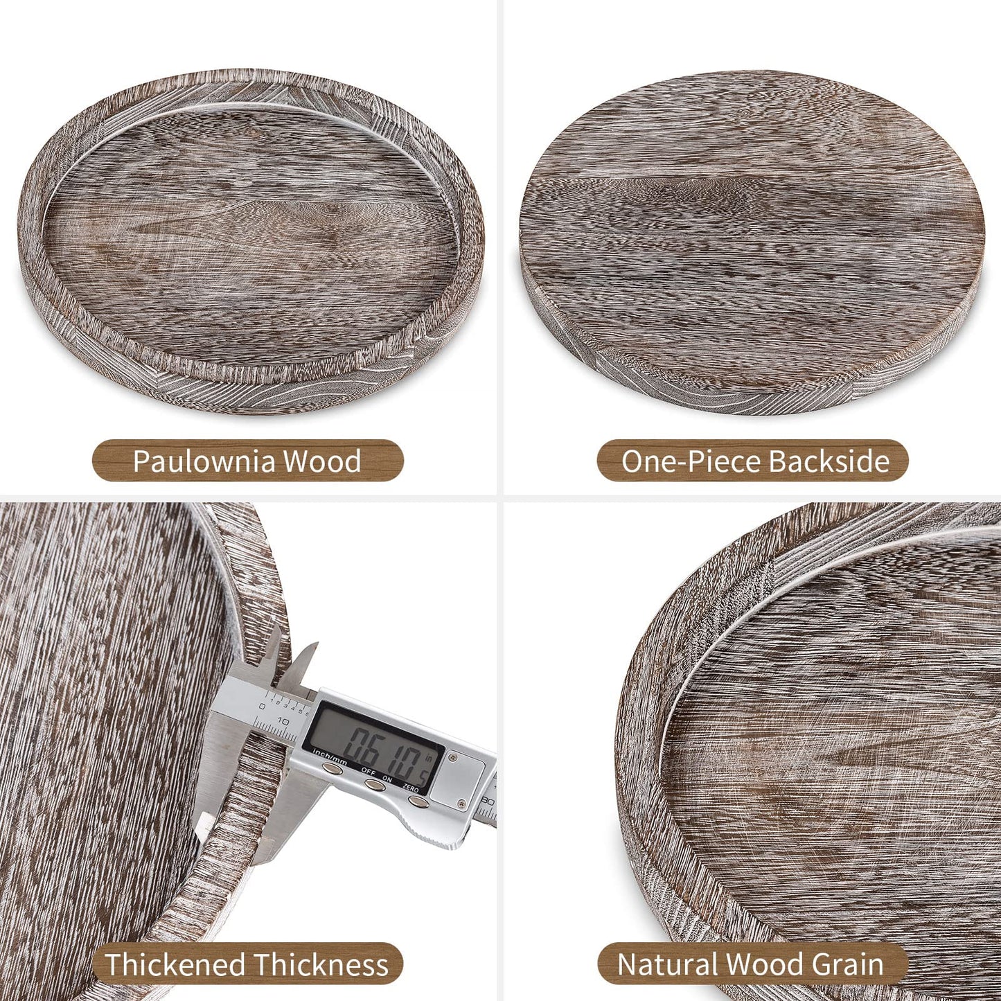 Hanobe Wood Candle Holders Trays: Round Candlestick Holder Pillar Stand for Table Centerpiece - Farmhouse Coffee Table Decor for Living Room Kitchen Counter, Rustic White
