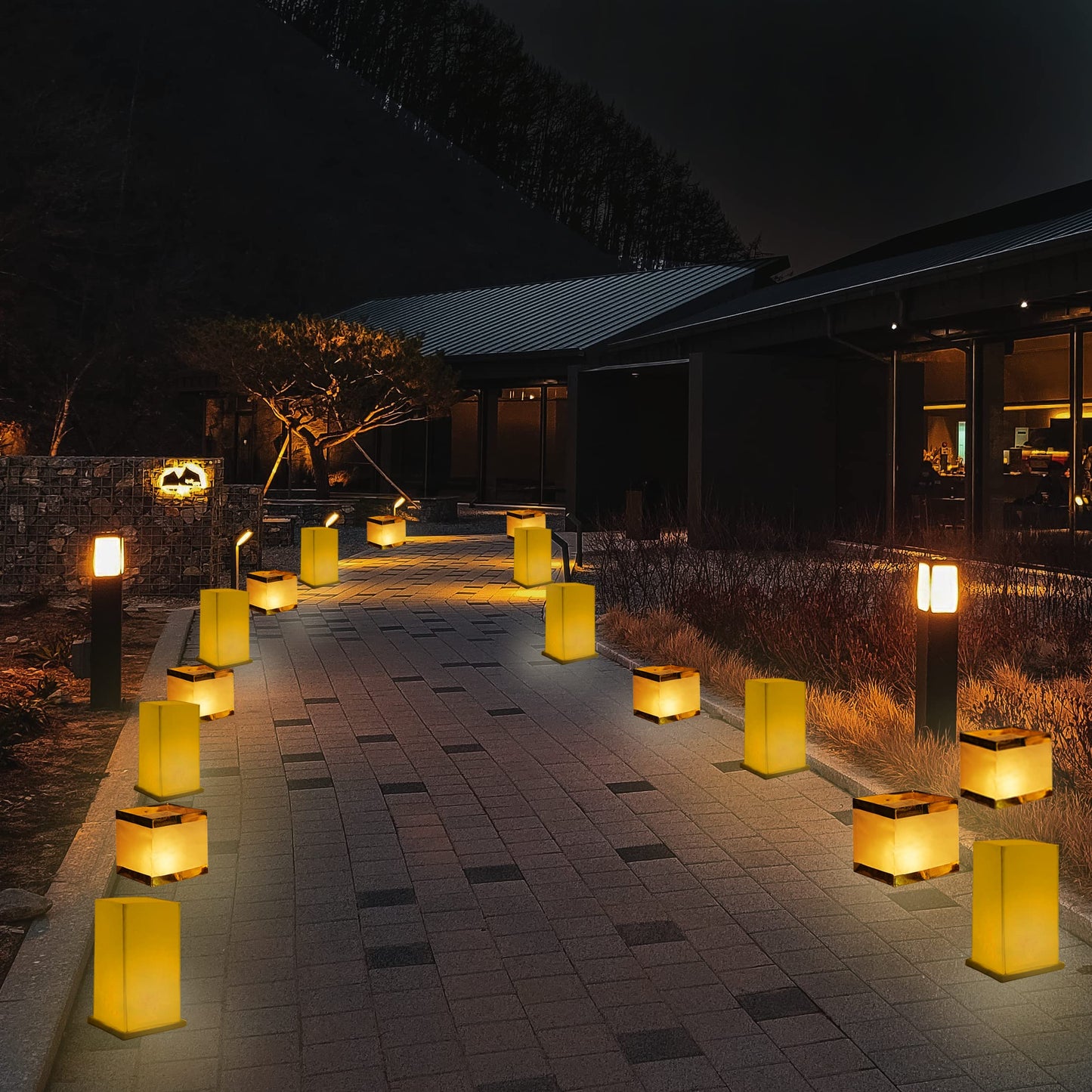 FUELYE 12 Pack Floating Lanterns Square Rectangle Sets, Outdoor Decorative Lanterns with Waterproof, Floating Candles for Pool, River, Memorials, Wedding, Bar, and Parties
