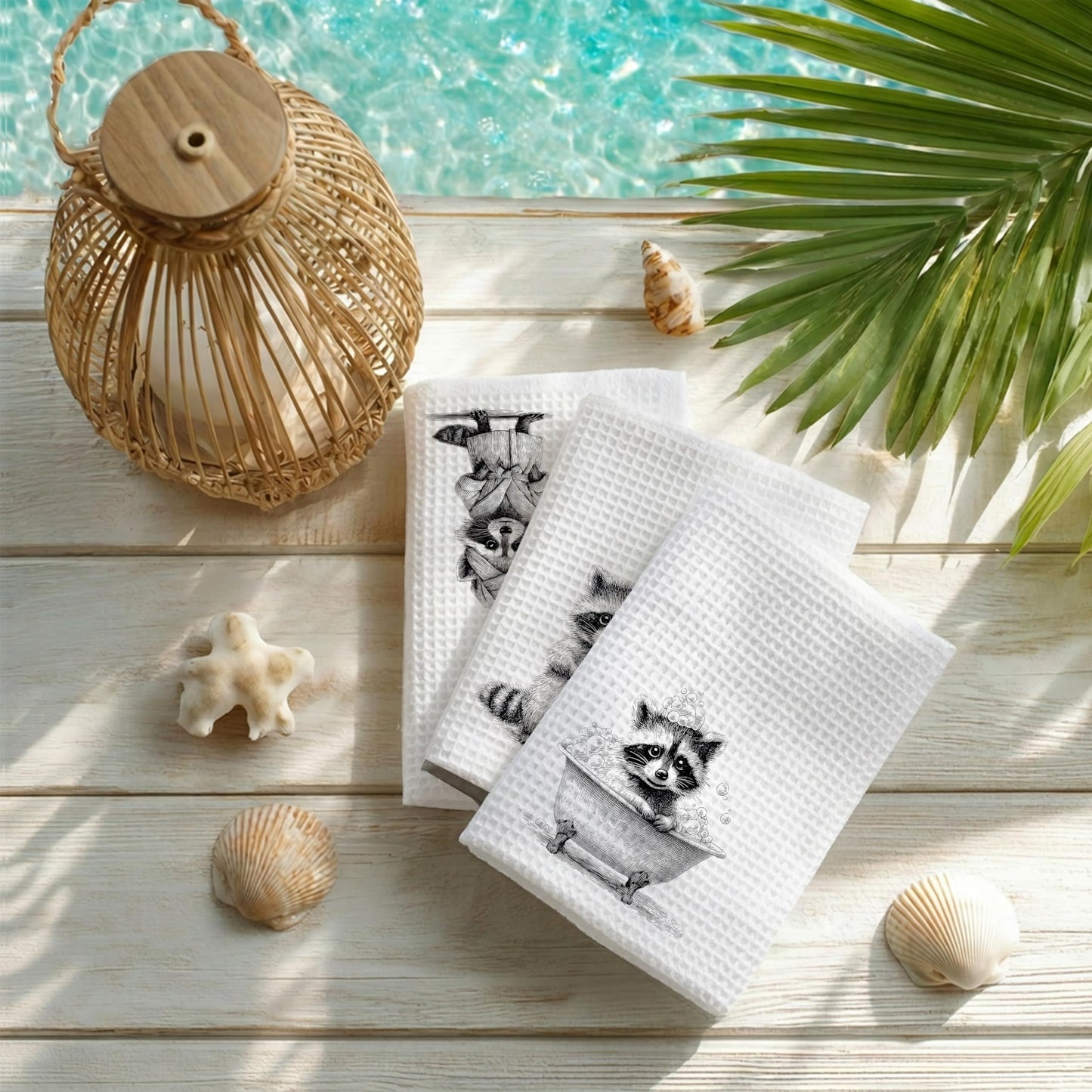 AEREYGBJYJ Funny Racoon Bathroom Hand Towels, Raccoon Bathroom Decor, Black and White Trash Panda Wild Animal Decorative Hand Towels for Kids Bathroom Washroom Restroom, 16x24 inch Set of 3