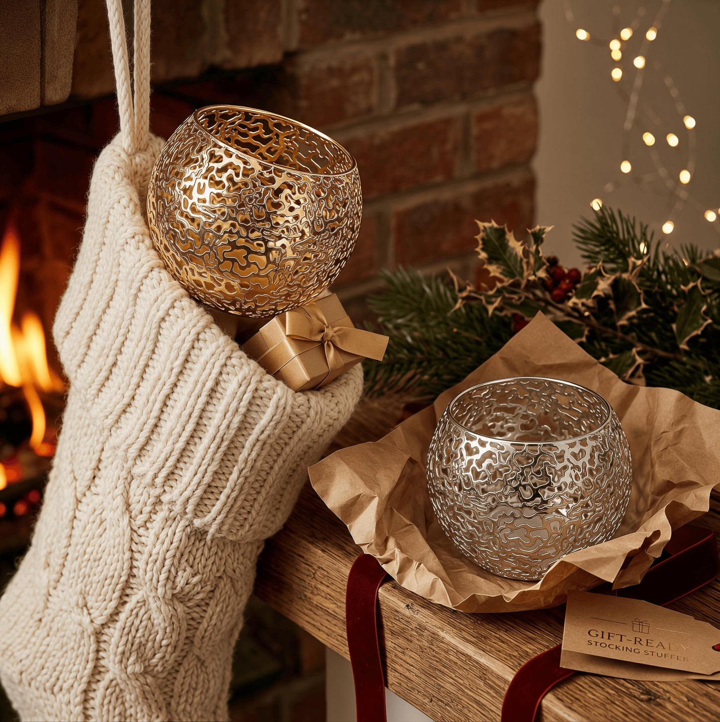 Metal Cut-Out Tealight Candle Holders Set of 2 – Geometric Lanterns for Table Centerpiece & Bathroom Spa – Shatterproof Holiday Decor, Winter Wedding (Gold*2)