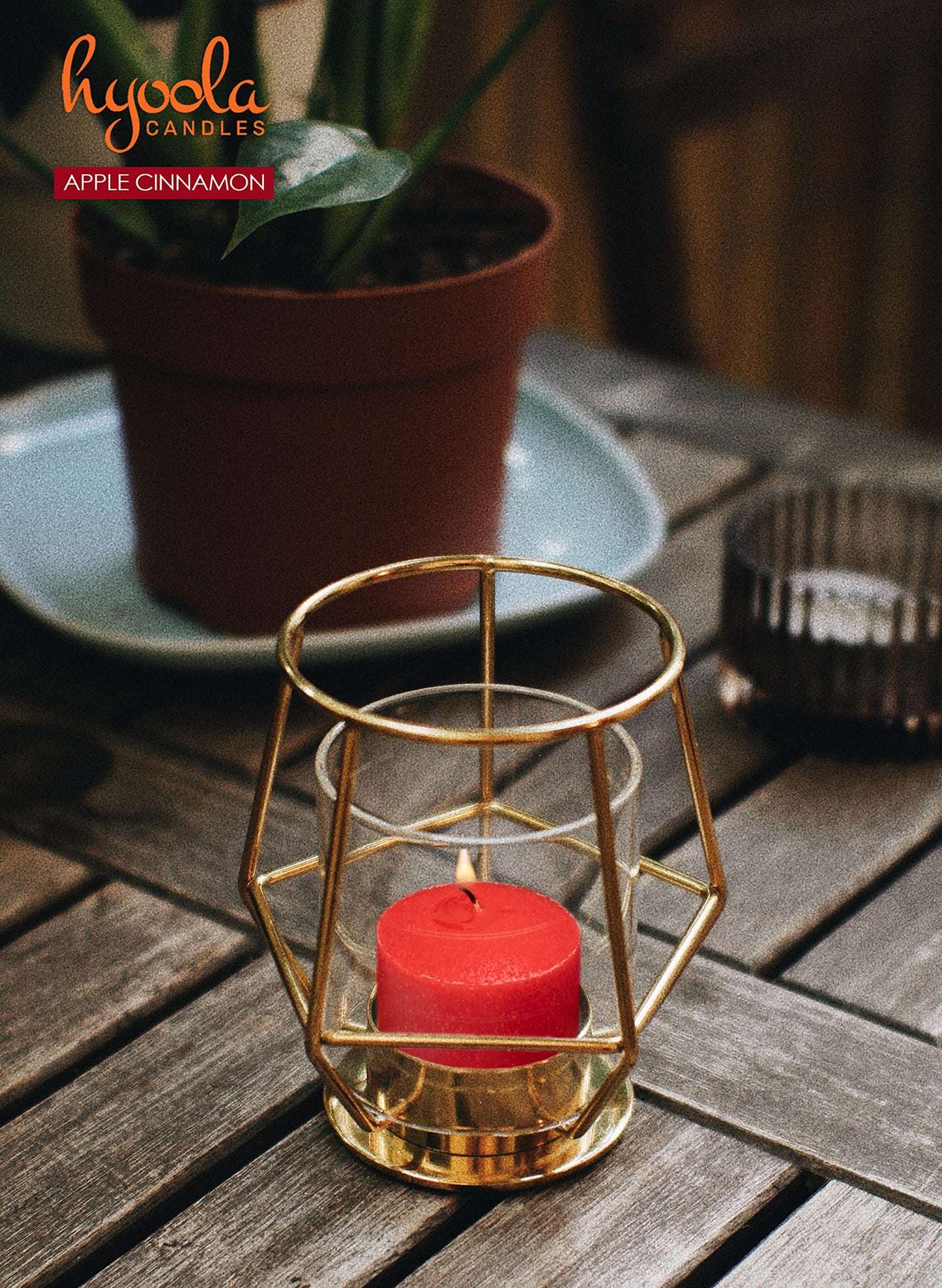 HYOOLA Scented Votive Candles - Apple Cinnamon Votive Candles -12 Hour Burn Time - 9 Pack - European Made