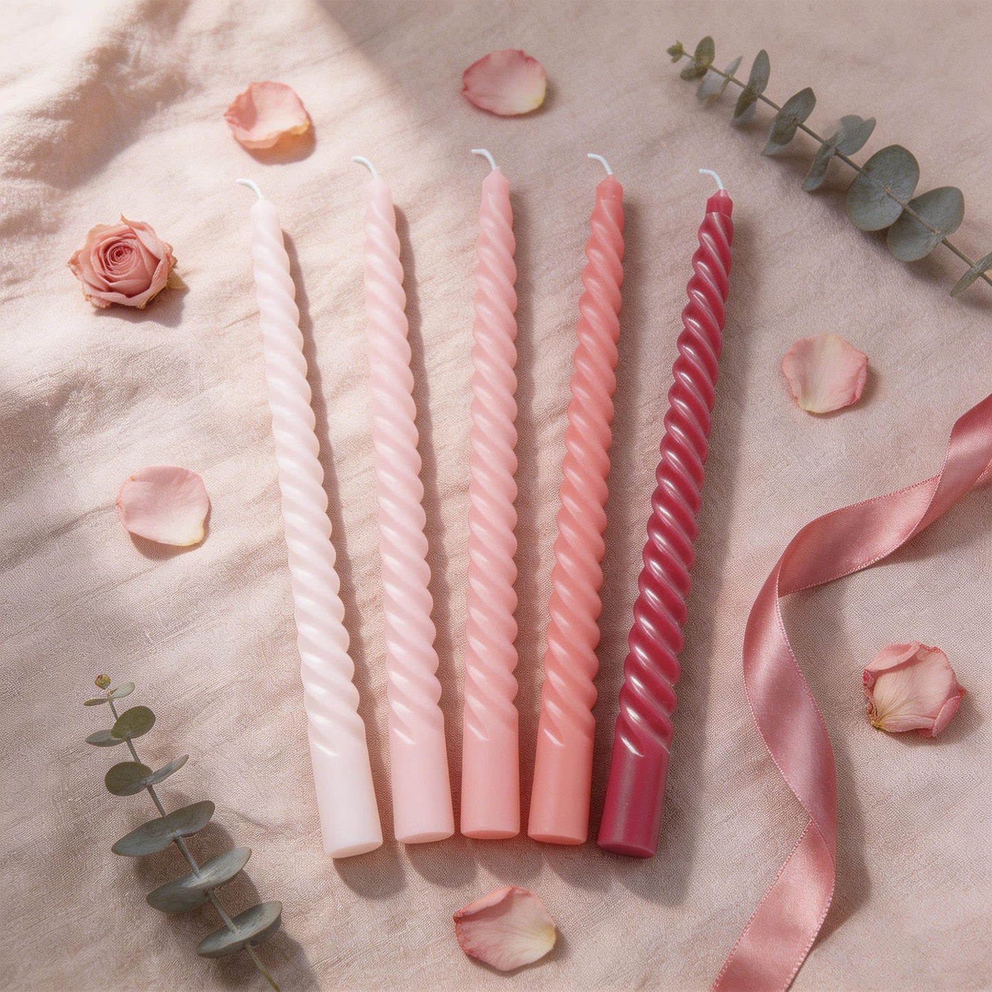 10 Inch Romantic Pink Colors Series Taper Candle Set, 10 Pack Elegant Unscented Dripless Candlesticks for Valentine’s Day, Bridal Showers and Girls' Parties and Gatherings
