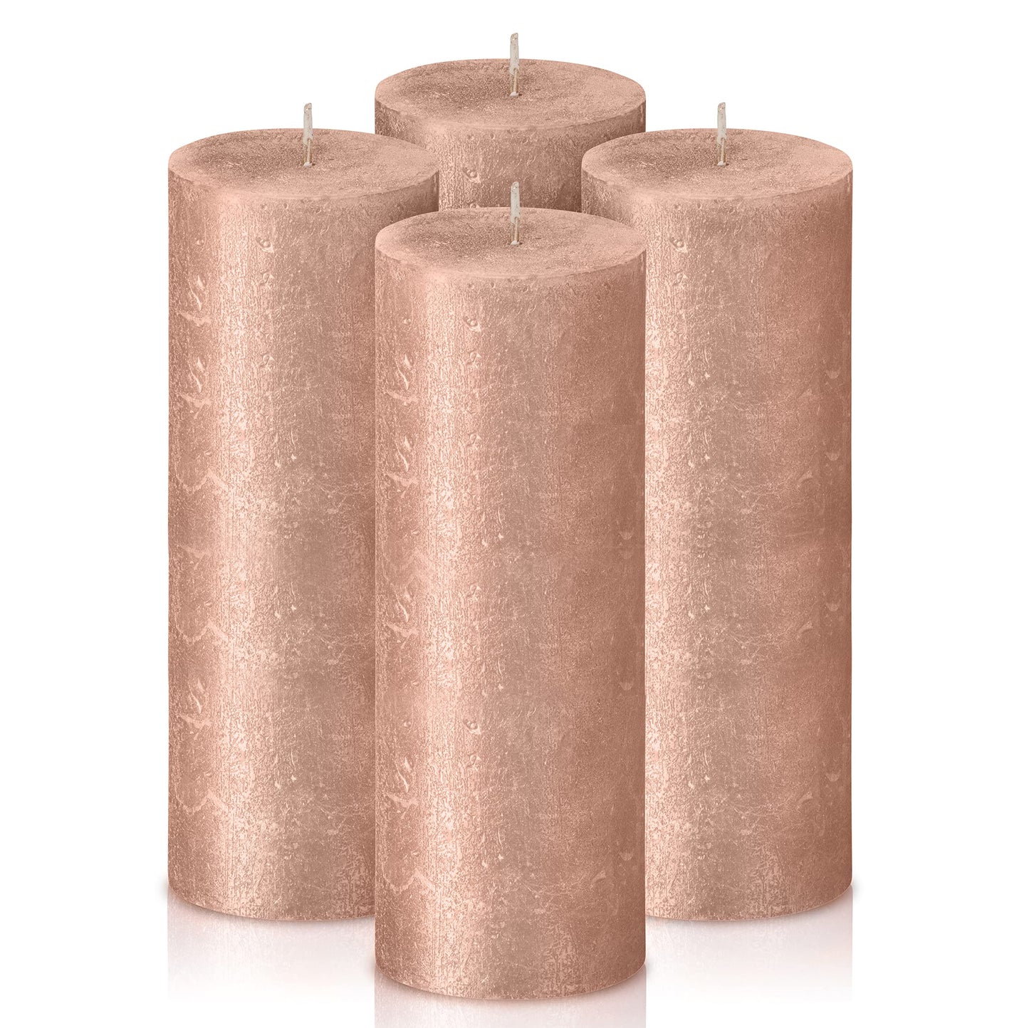 BOLSIUS Pink Shimmer Metallic Pillar Candles 4 Pack - 2.75 X 7.5 Inches - Premium European Quality - Includes Natural Plant-Based Wax - Unscented Dripless Smokeless 85 Hour Party & Wedding Candles