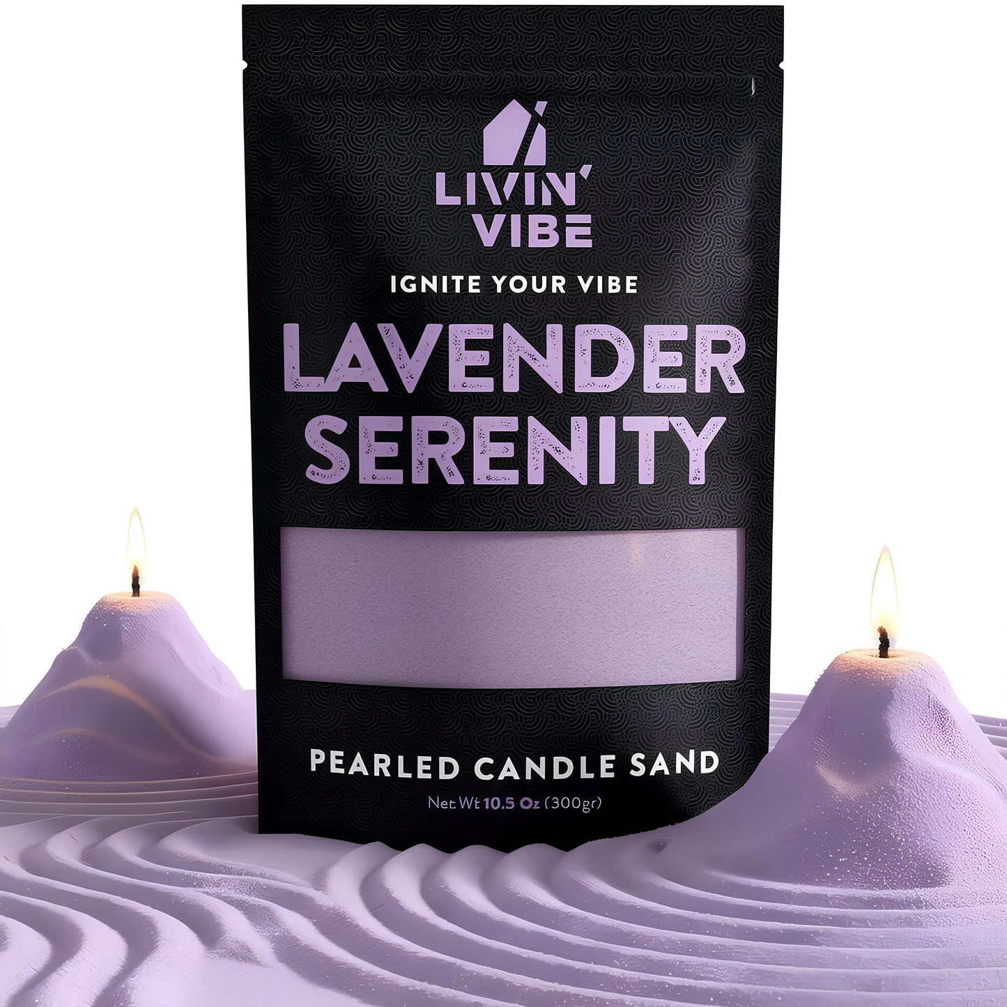 LIVINVIBE Pearled Candle Sand 10.5 oz (300g) – Lavender Serenity Scented Candle, Purple Color, Relaxing Aromatherapy, Home Decor, Stress Relief, Long-Lasting Burn