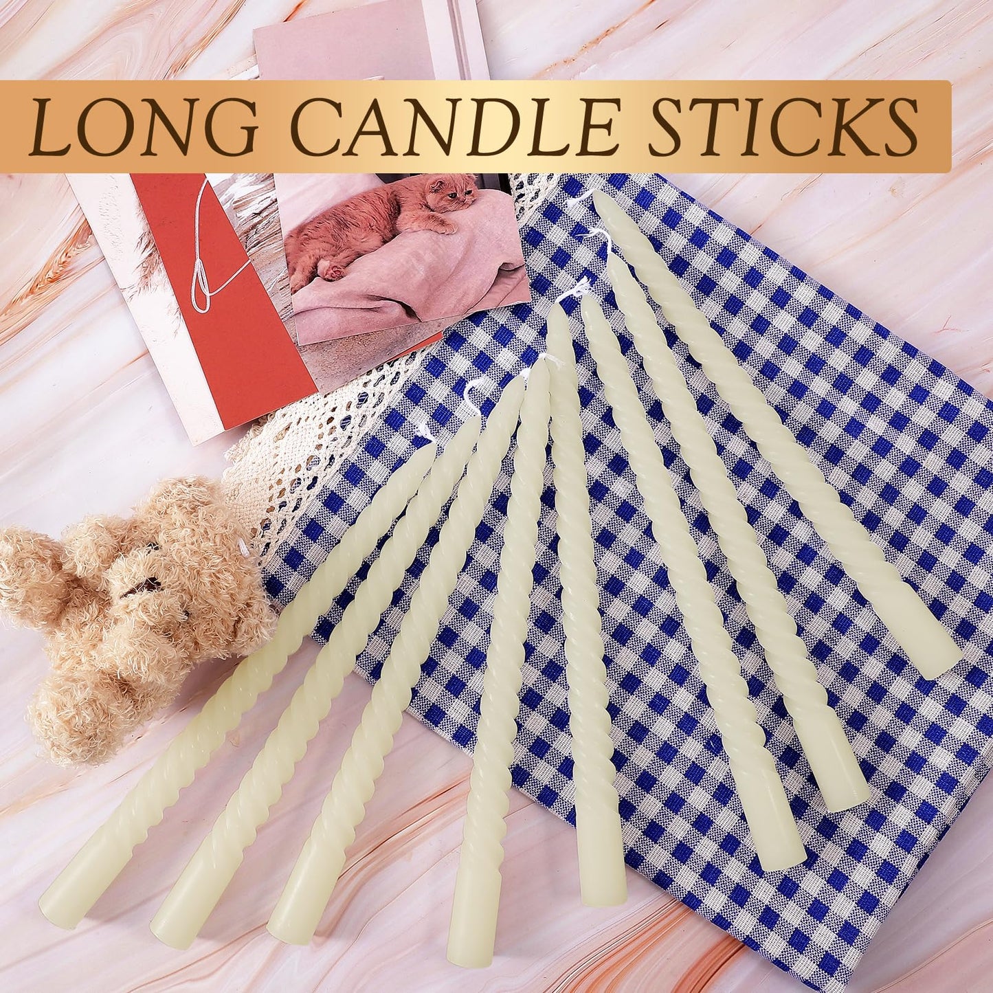 Jeffbaubl 16 PCS Spiral Taper Candles,10 Inch Dripless Twisted Candles,White Spiral Candle Twisted Candlesticks,Long Unscented Candle Sticks for Dinner Wedding Party Home Decoration