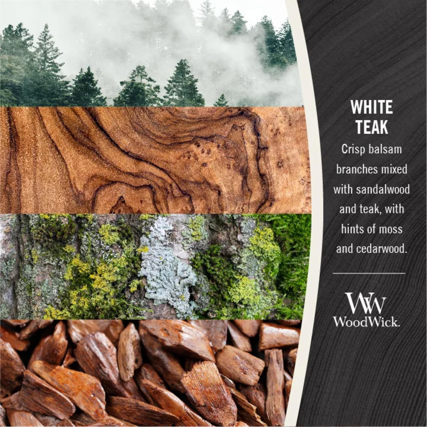 WoodWick Medium Hourglass Candle White Teak - Premium Soy Blend Wax Pluswick Innovation Wood Wick Made in USA