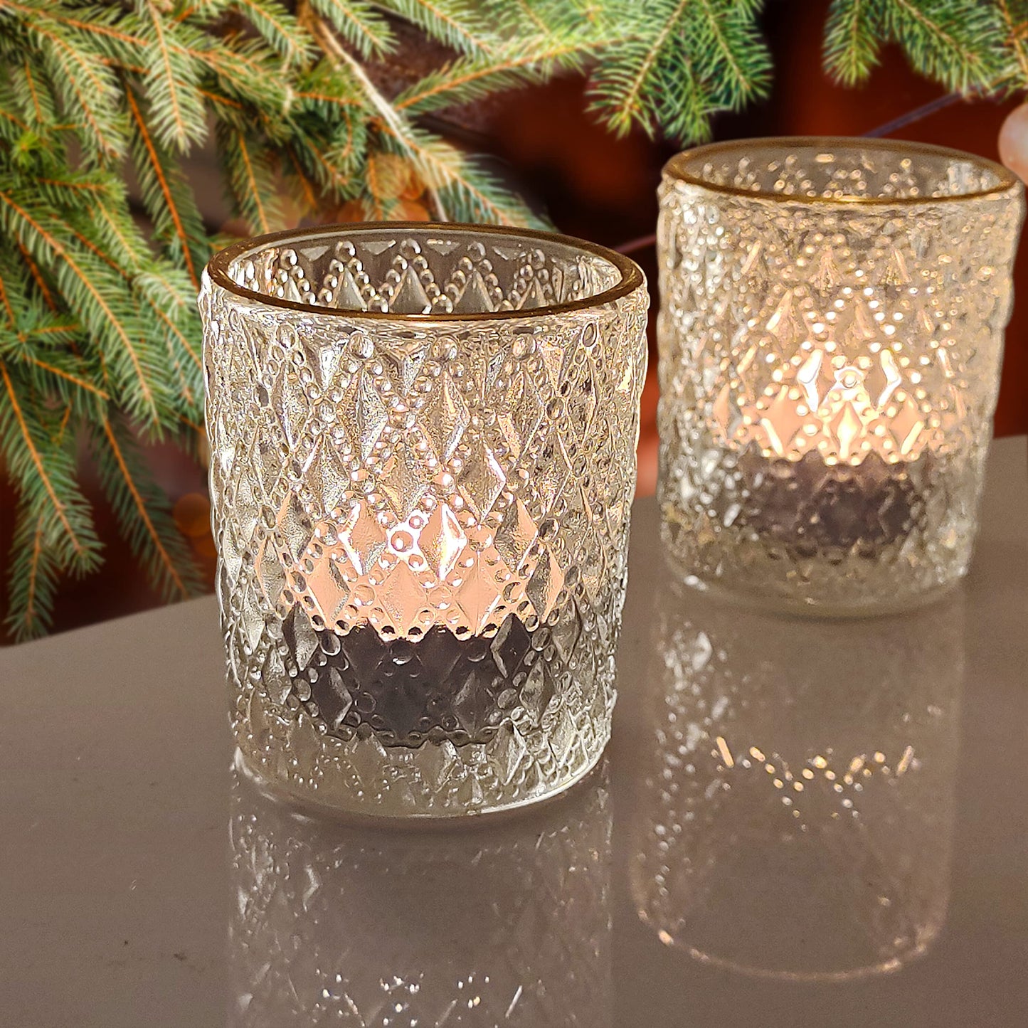 SHMILMH Clear Tealight Candle Holders Set of 24, Glass Votive Candle Holders with Rim for Wedding Table Centerpiece Birthday Party Christmas Decor