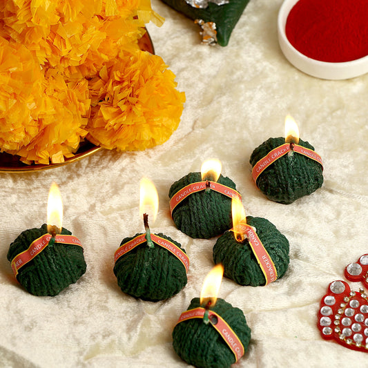 PROSPERRO LUMO by Parkash Candles Premium Sutli Cracker Shaped Candle || Hand Poured || Green Sutli Cracker Candles || Decorative Candle 100% Paraffin Wax || Set of 6