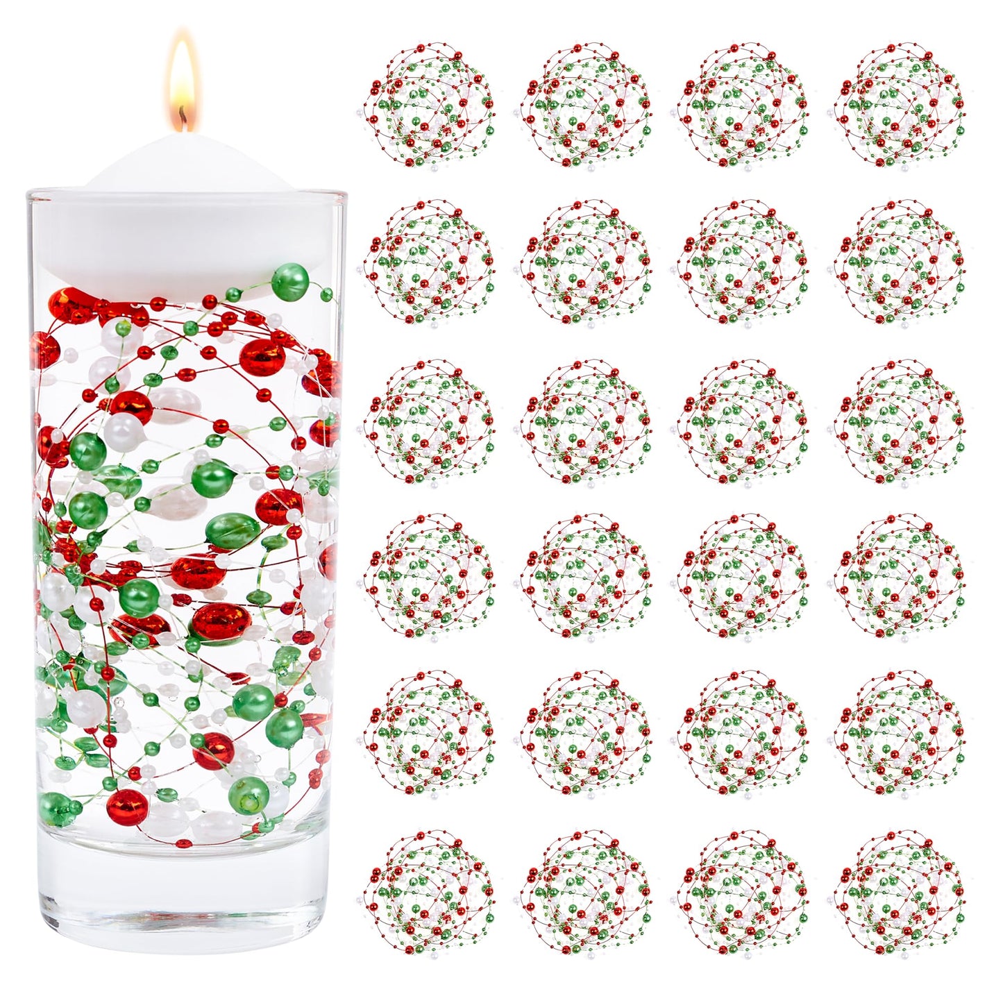 YATOJUZI 30 PCS Artificial Pearl String Vase Filler Floating Pearls for Vases Centerpieces Faux Pearl Beads String Decorations Holiday Christmas Party Decor
