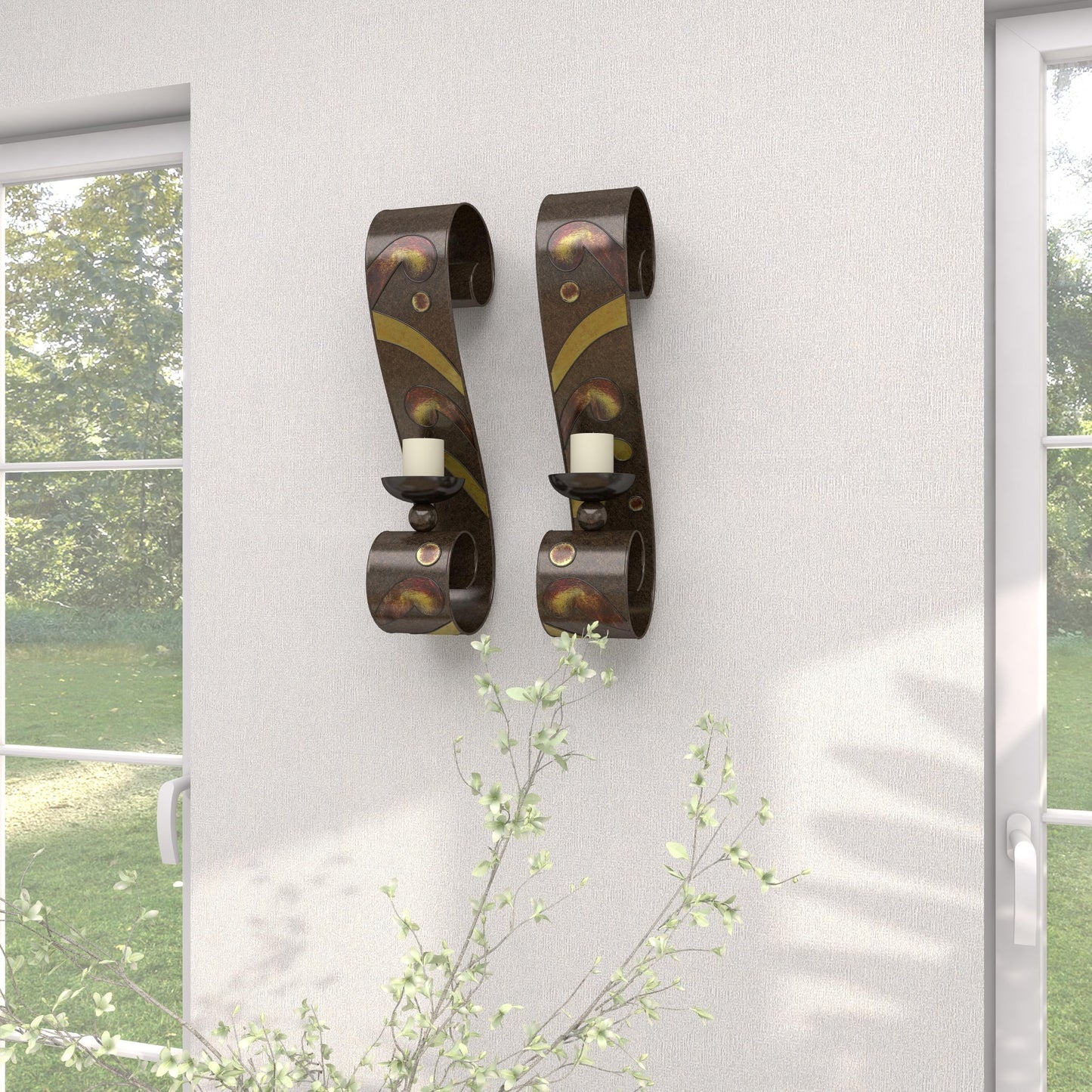 Deco 79 Traditional Metal Solid Wall Sconce, Set of 2 5"W, 19"H, Black